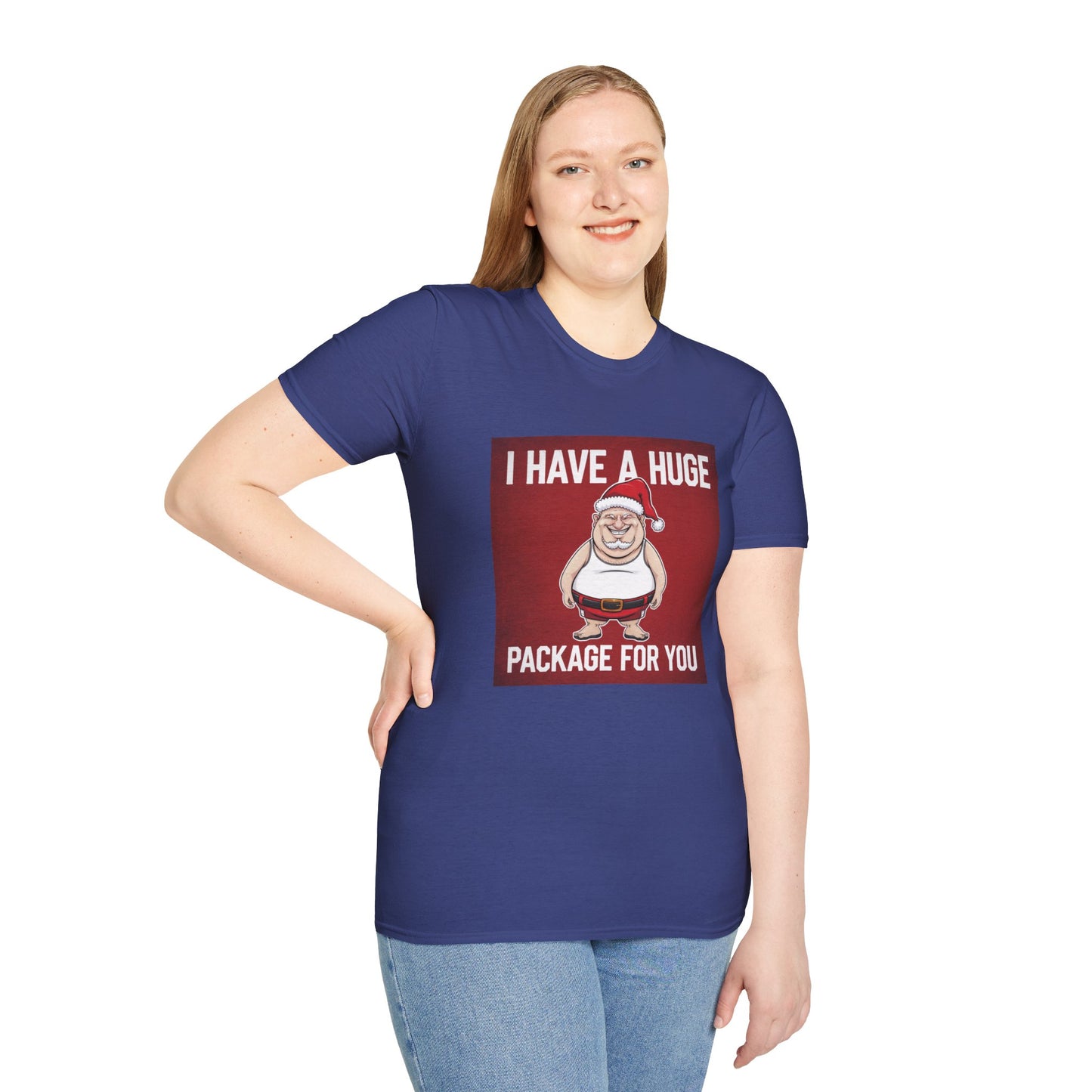 Festive Humor Unisex Softstyle T-Shirt, Funny Christmas Gift, Holiday Apparel, Santa Graphic Tee, Gifts for Him and Her