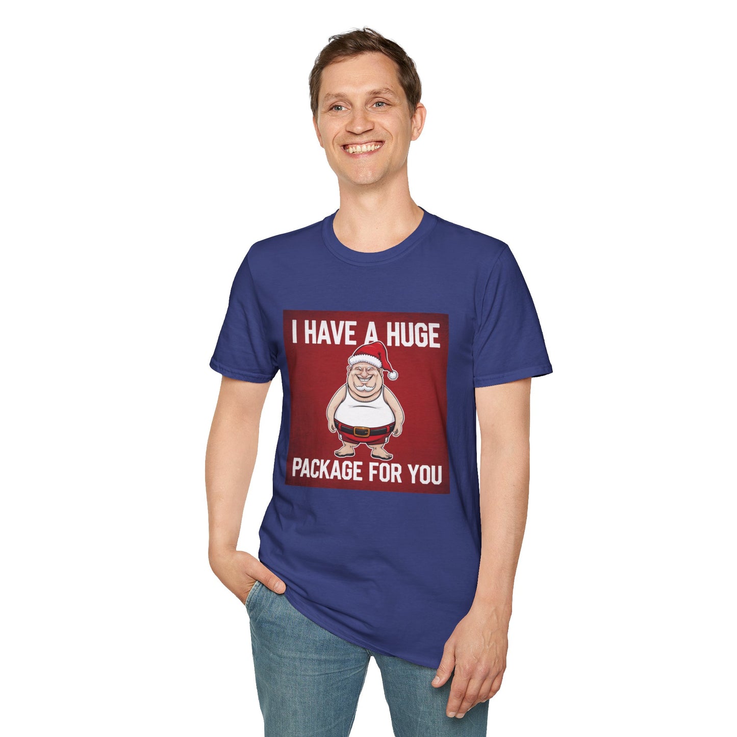 Festive Humor Unisex Softstyle T-Shirt, Funny Christmas Gift, Holiday Apparel, Santa Graphic Tee, Gifts for Him and Her