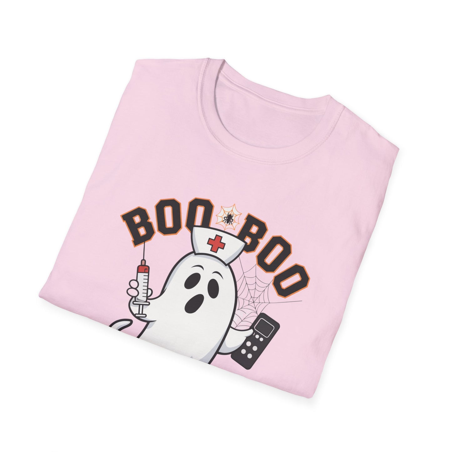 Boo Boo Crew T-Shirt, Softstyle Tee for Halloween, Ghost Nurse Shirt, Fun Family Costume Top, Spooky Comedy Dress-Up