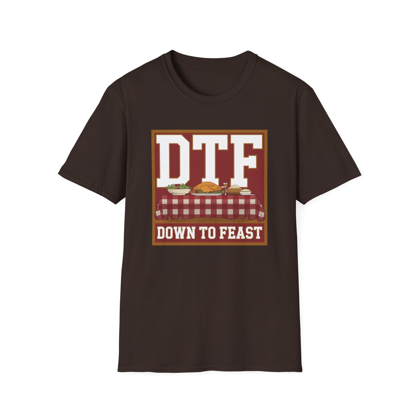DTF Down to Feast Unisex Softstyle T-Shirt - Perfect for Food Lovers and Parties