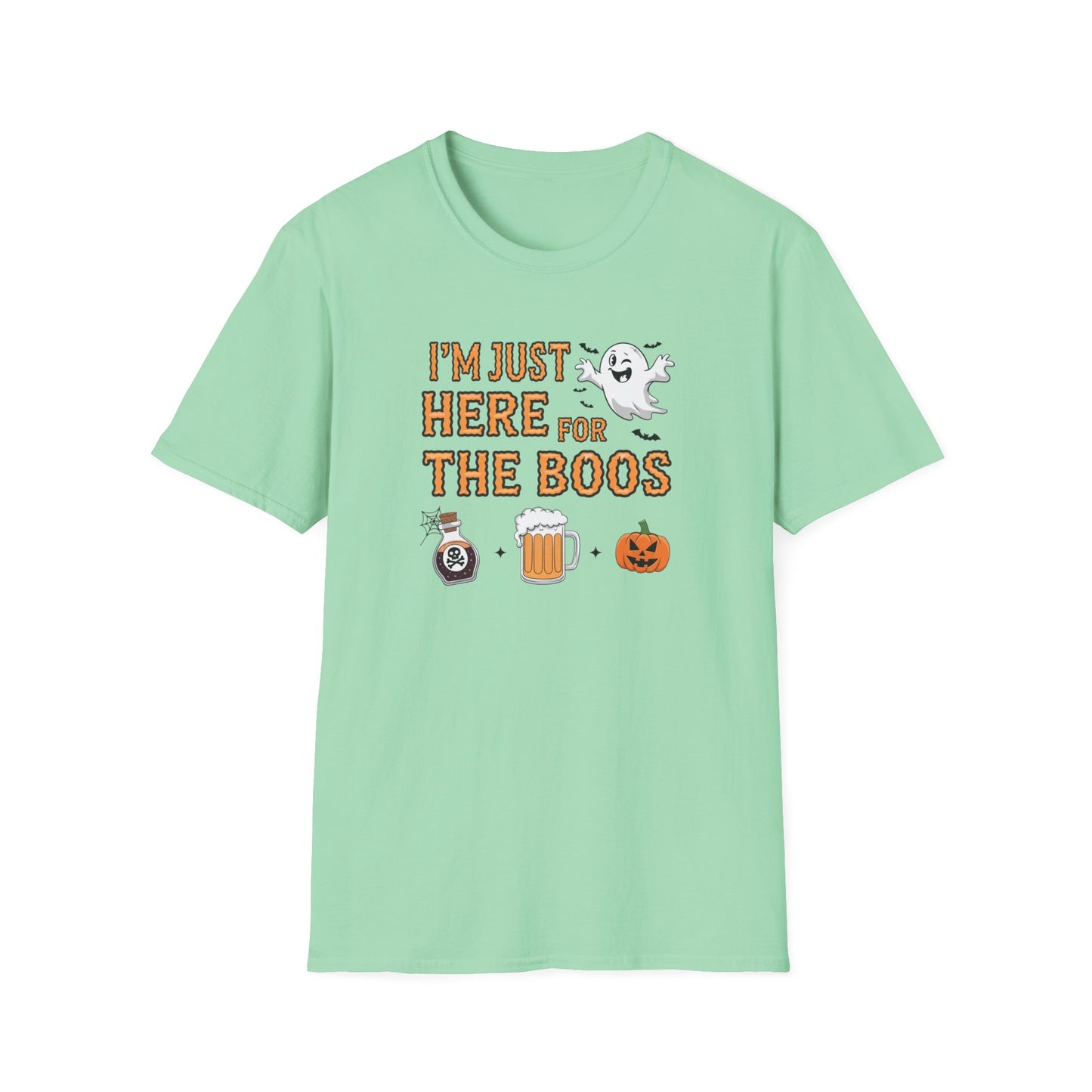 Halloween Ghost Graphic Tee, Unisex Softstyle T-Shirt, Funny Halloween Shirt, Fall Apparel, Spooky Party Outfit, Gifts for October