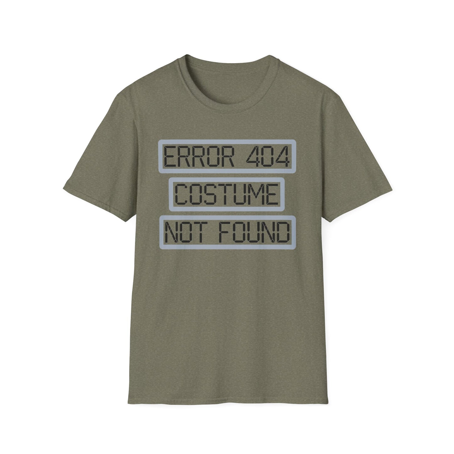 Error 404 Costume Not Found Unisex Softstyle T-Shirt, Funny Casual Tee, Geeky Gift, Halloween Humor, Costume Party Apparel