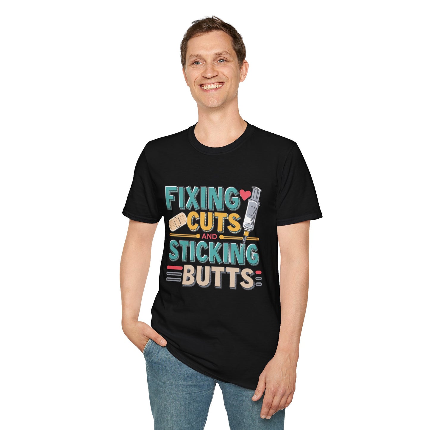 Funny Nurse T-Shirt - Fixing Cuts and Sticking Butts