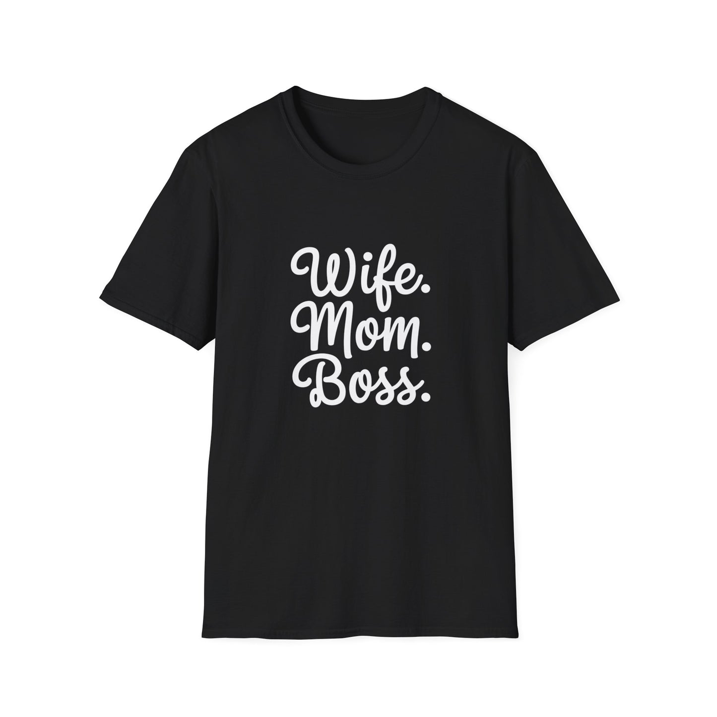 Wife Mom Boss T-Shirt | Unisex Softstyle Tee for Empowered Moms | Gift for Mother's Day, Birthday, Casual Wear, Everyday Life
