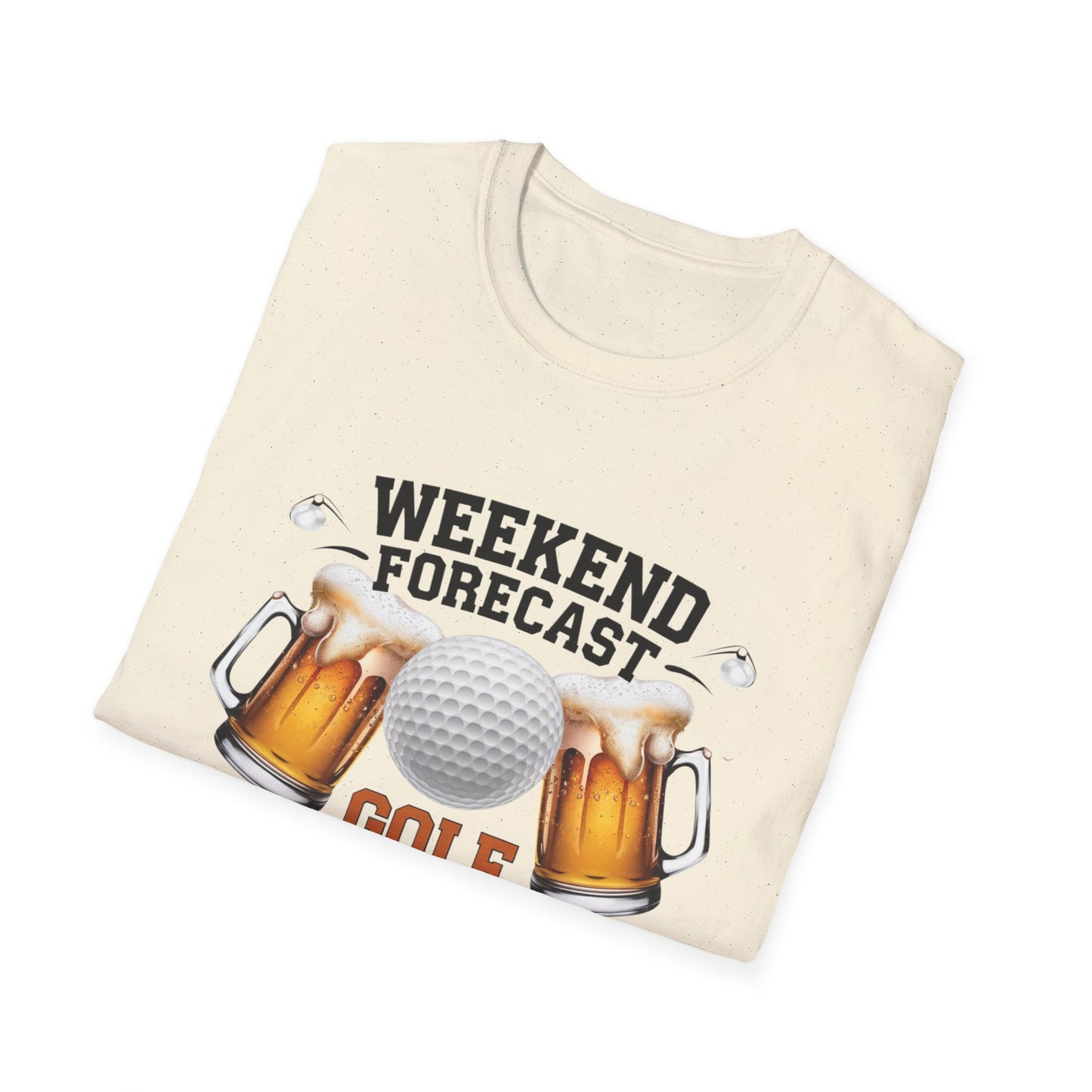 Weekend Forecast Golf Drinking T-Shirt | Unisex Softstyle Tee for Golf Lovers