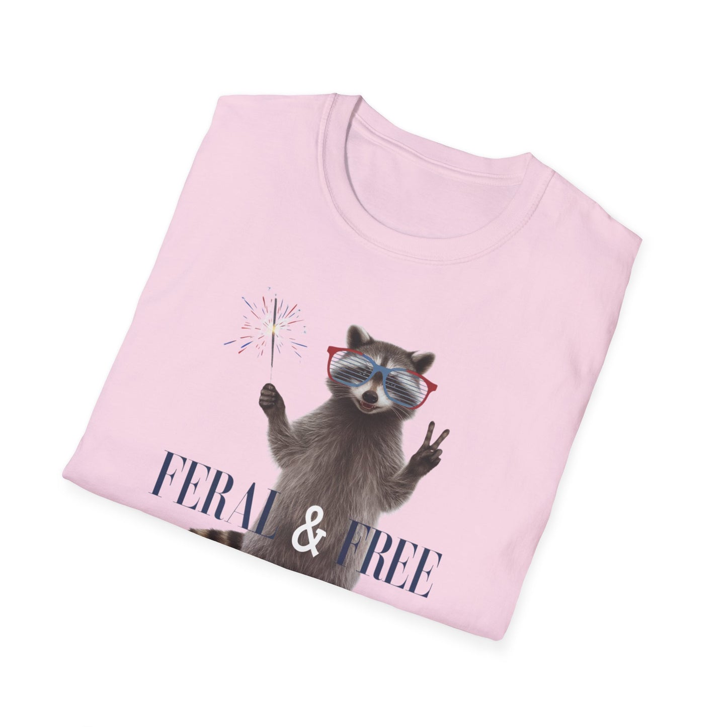 Feral & Free Raccoon Unisex Softstyle T-Shirt - Fun & Quirky Graphic Tee