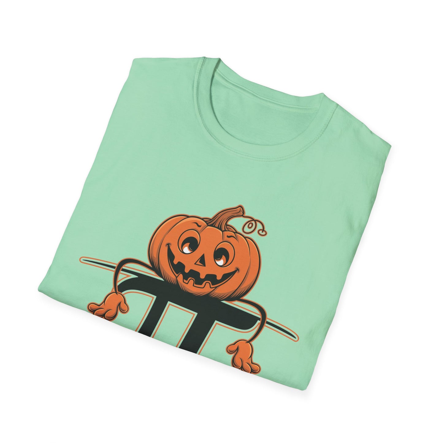 Funny Pumpkin Pi Unisex Softstyle T-Shirt - Halloween Tee, Math Lover Shirt, Fall Apparel, Seasonal Gift, Casual Outfit