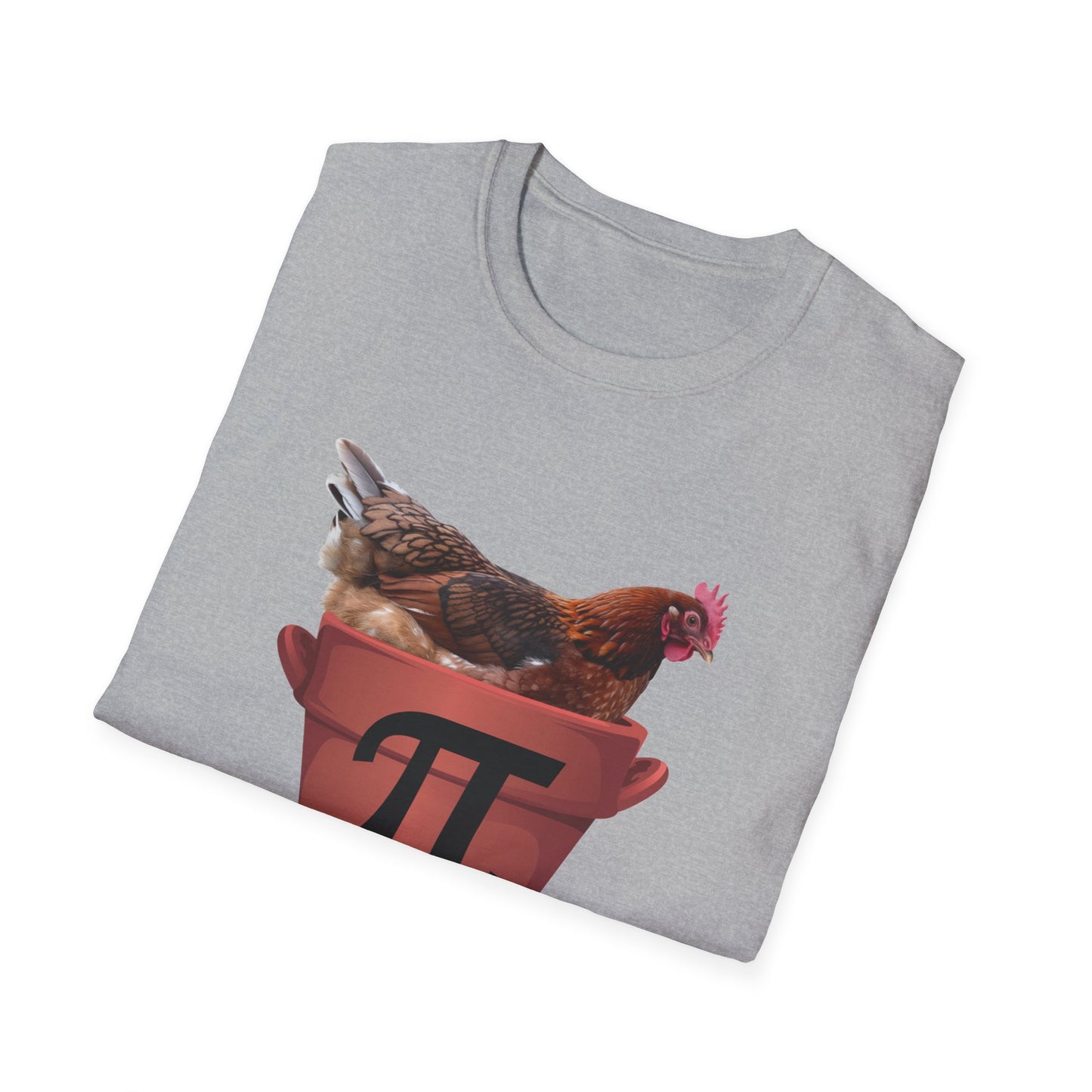 Funny Chicken Pi Unisex Softstyle T-Shirt - Quirky Math Humor Tee