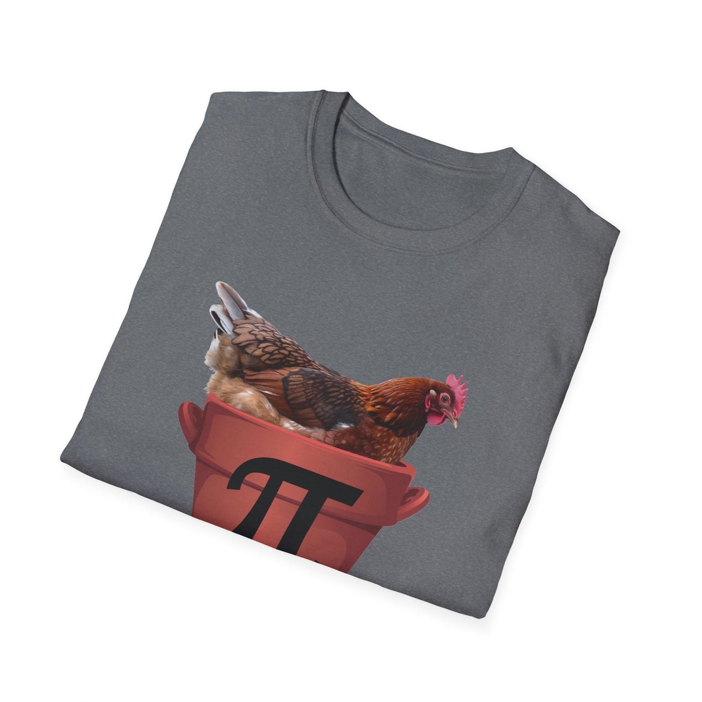 Funny Chicken Pi Unisex Softstyle T-Shirt - Quirky Math Humor Tee