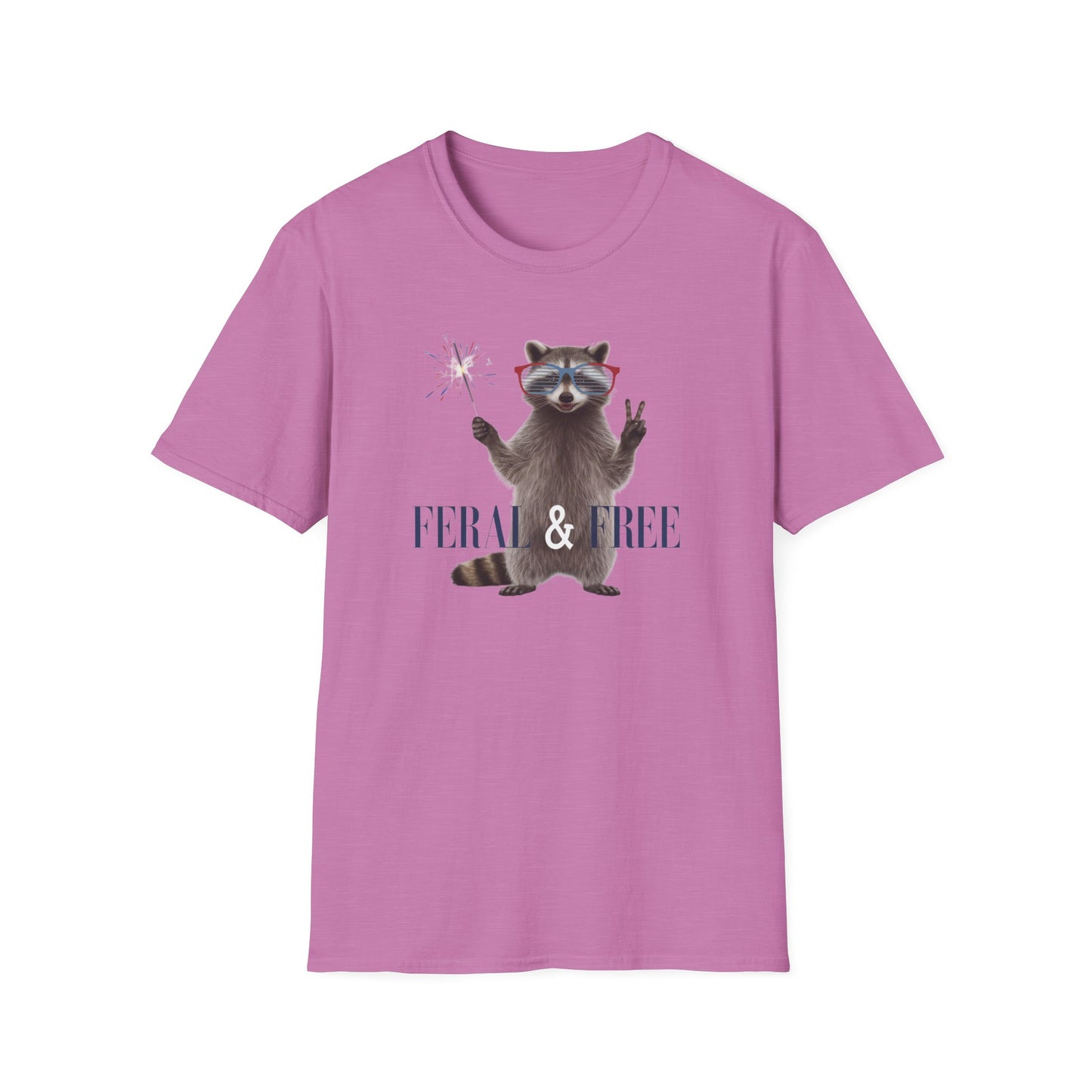 Feral & Free Raccoon Unisex Softstyle T-Shirt - Fun & Quirky Graphic Tee