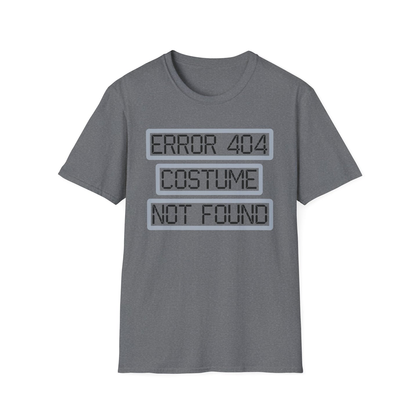 Error 404 Costume Not Found Unisex Softstyle T-Shirt, Funny Casual Tee, Geeky Gift, Halloween Humor, Costume Party Apparel