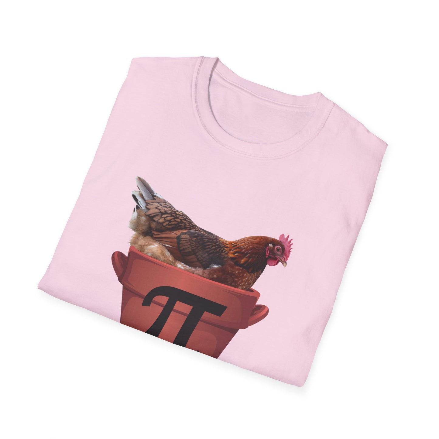 Funny Chicken Pi Unisex Softstyle T-Shirt - Quirky Math Humor Tee