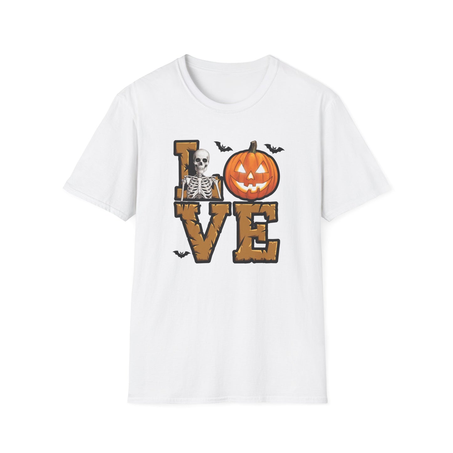 Halloween Skeleton Love T-Shirt, Spooky Graphic Tee, Unisex Fall Apparel, Halloween Costume, Trick or Treat Shirt