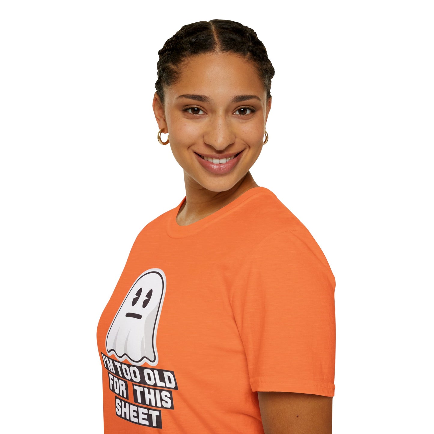 Funny Ghost T-Shirt, I'm Too Old for This Sheet Tee, Unisex Apparel, Halloween Costume, Gift for Adults, Casual Wear