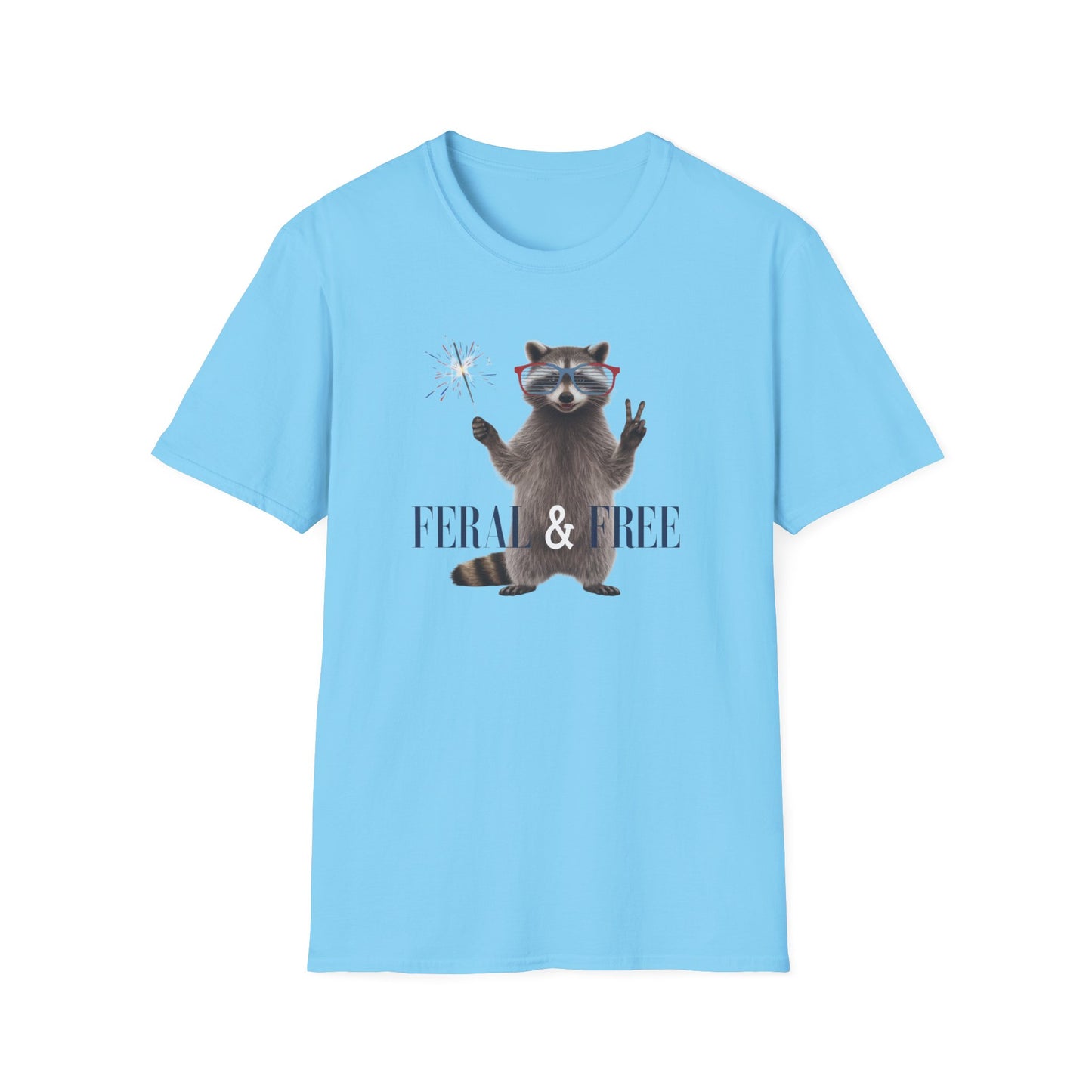 Feral & Free Raccoon Unisex Softstyle T-Shirt - Fun & Quirky Graphic Tee