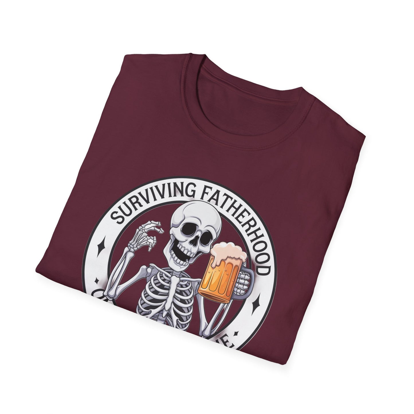 Surviving Fatherhood T-Shirt - Funny Gift for Dads, Halloween, Father's Day, Birthday, Skeleton Design