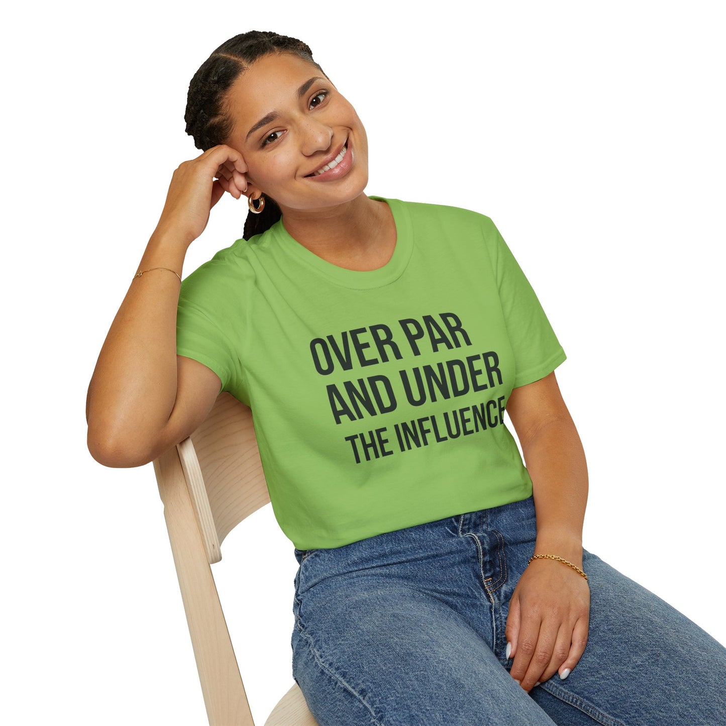 Over Par and Under the Influence Unisex Softstyle T-Shirt - Perfect for Golf Lovers and Party Enthusiasts