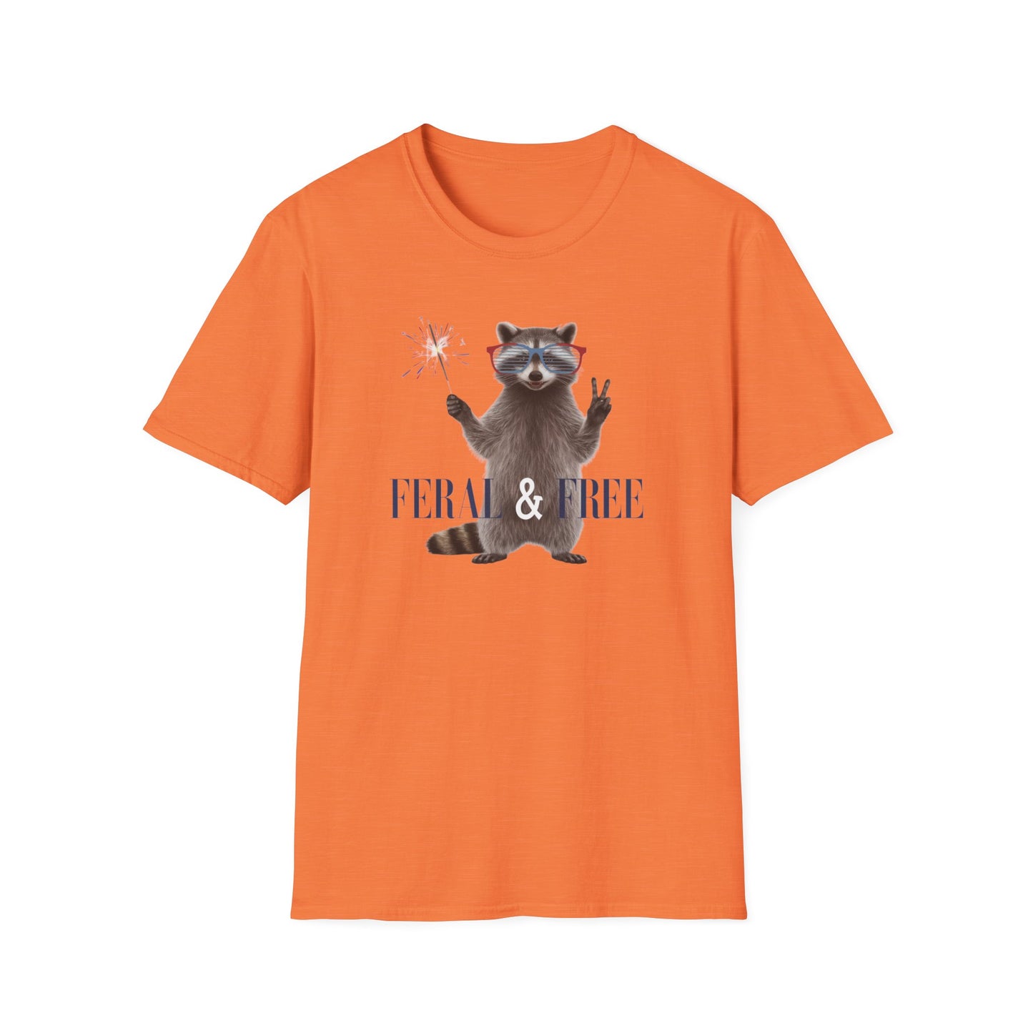 Feral & Free Raccoon Unisex Softstyle T-Shirt - Fun & Quirky Graphic Tee