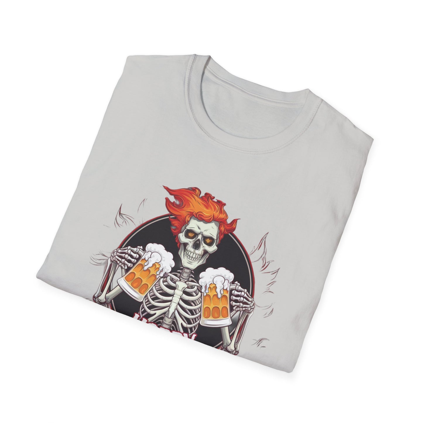 Halloween Skeleton T-Shirt, Unisex Softstyle Tee, Spooky Party Shirt, Halloween Costume Top, Gift for Halloween Lovers
