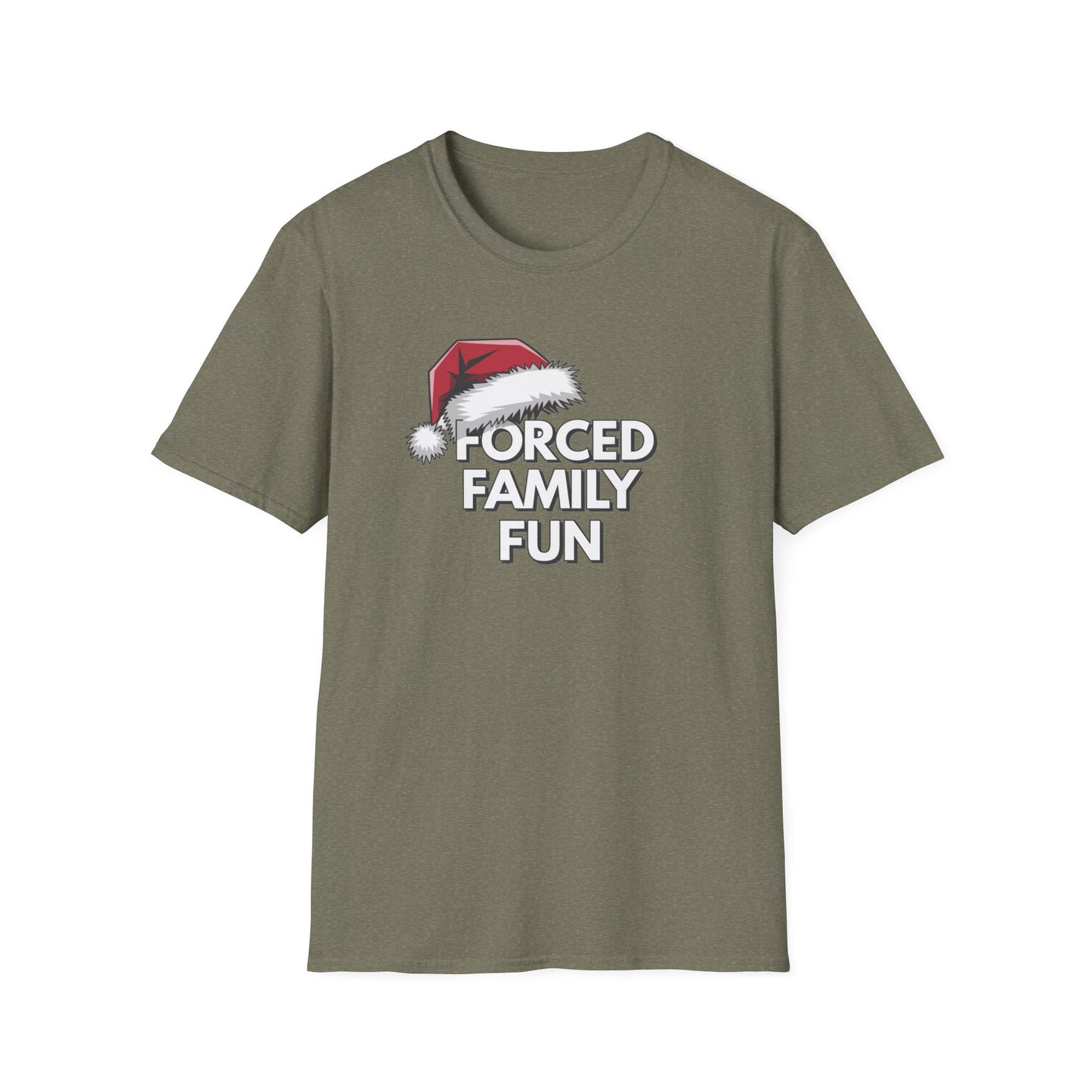 Forced Family Fun T-Shirt | Unisex Holiday Tee, Christmas Gift, Family Reunion Wear, Funny Christmas Shirt, Softstyle Tee