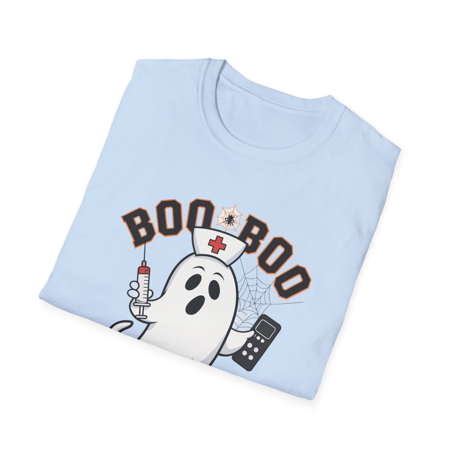 Boo Boo Crew T-Shirt, Softstyle Tee for Halloween, Ghost Nurse Shirt, Fun Family Costume Top, Spooky Comedy Dress-Up