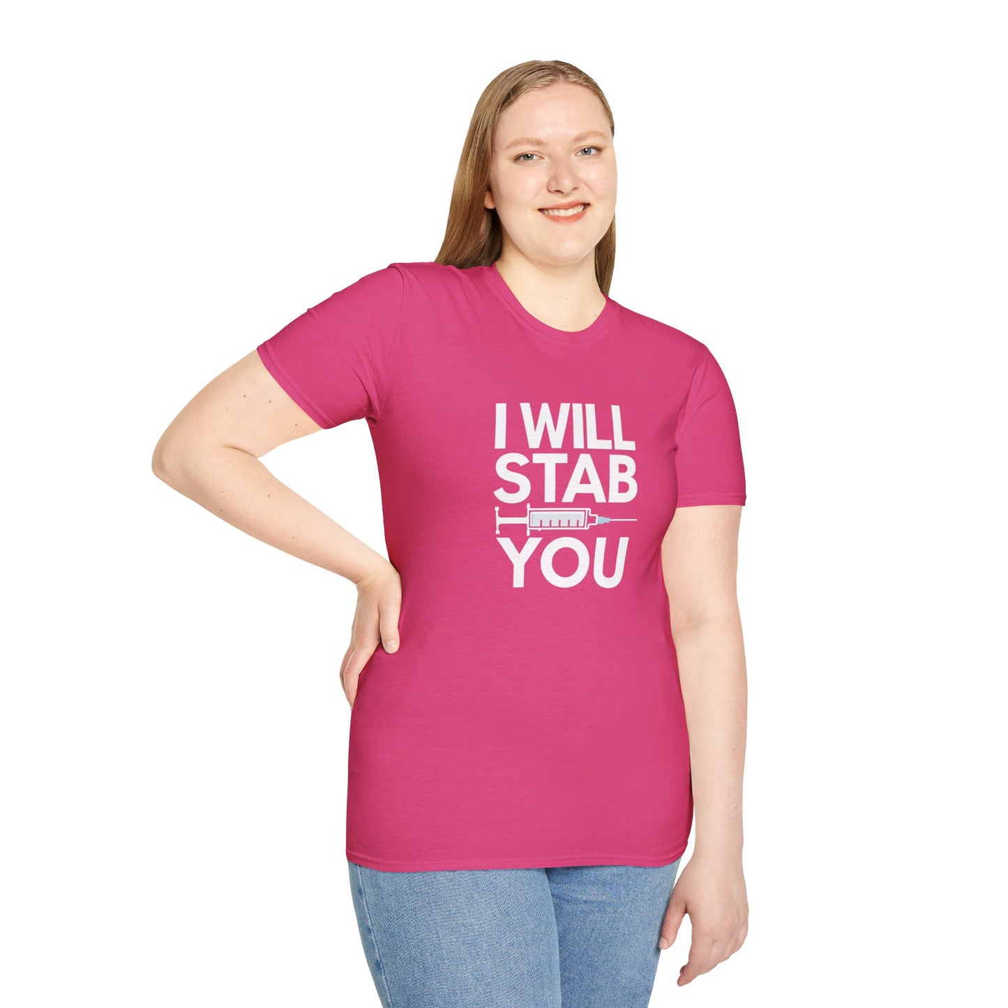I Will Stab You Unisex Softstyle T-Shirt - Fun and Edgy Graphic Tee for Casual Wear