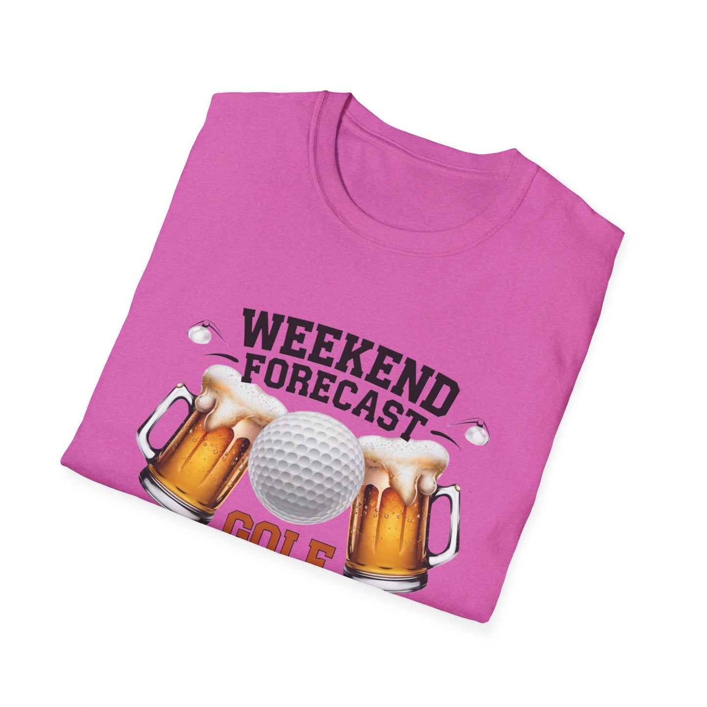 Weekend Forecast Golf Drinking T-Shirt | Unisex Softstyle Tee for Golf Lovers