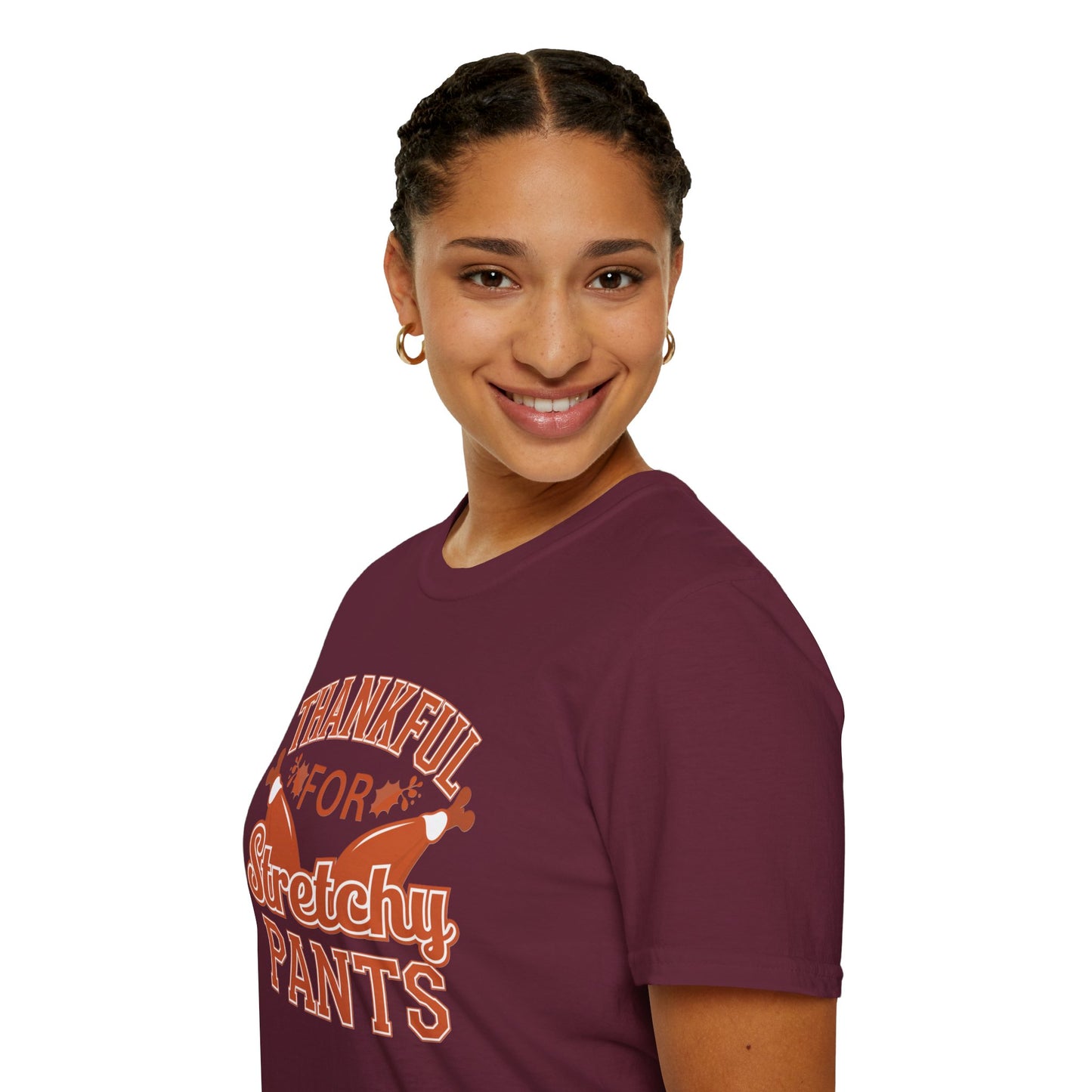 Thankful for Stretchy Pants Unisex Softstyle T-Shirt - Perfect for Thanksgiving & Casual Outings