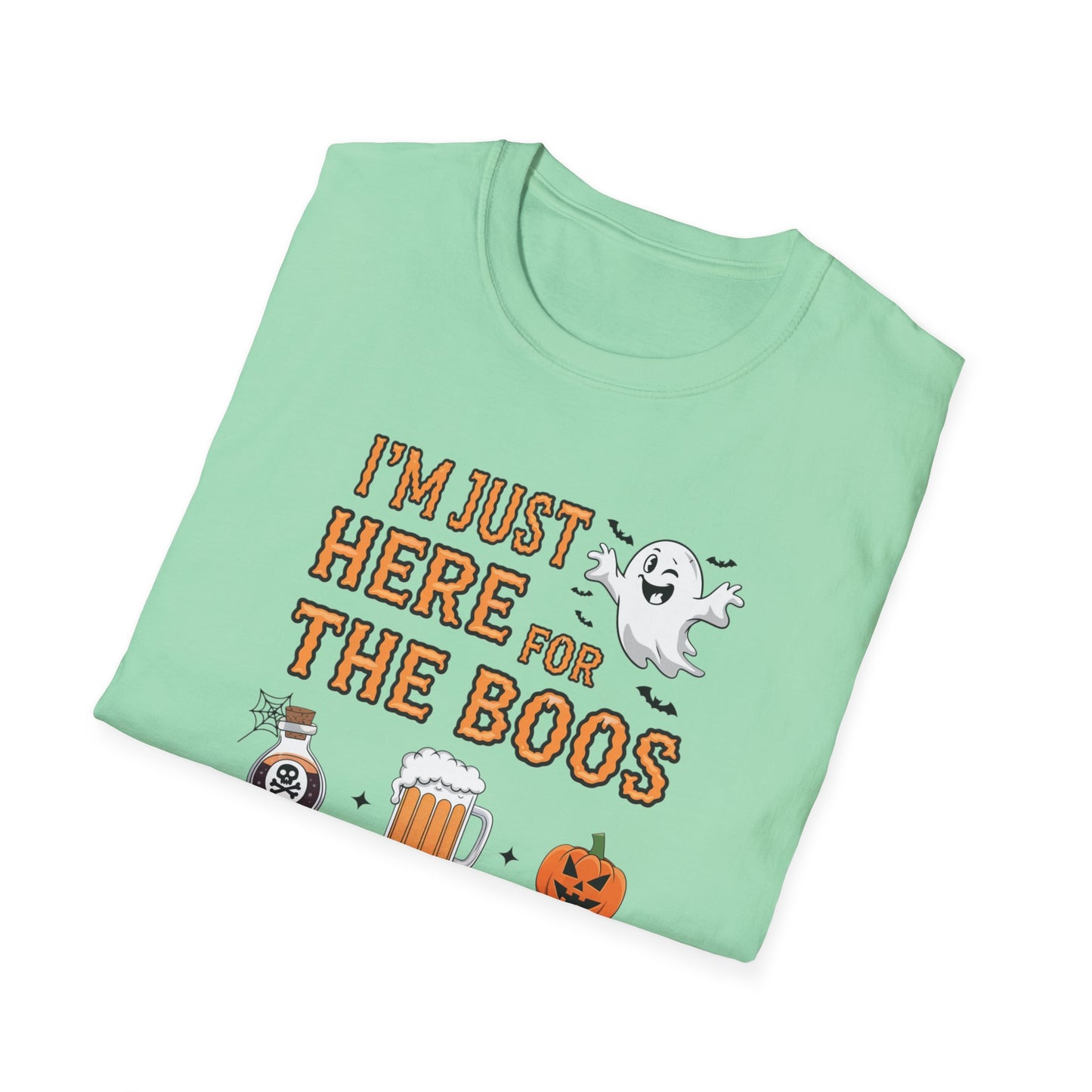 Halloween Ghost Graphic Tee, Unisex Softstyle T-Shirt, Funny Halloween Shirt, Fall Apparel, Spooky Party Outfit, Gifts for October