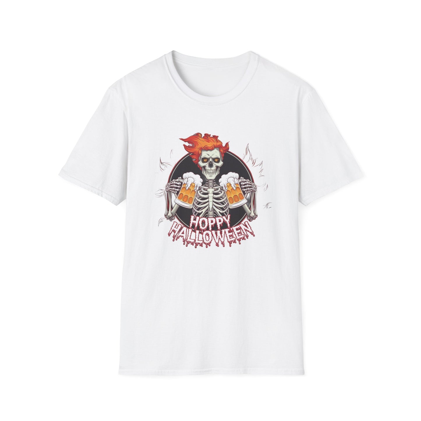 Halloween Skeleton T-Shirt, Unisex Softstyle Tee, Spooky Party Shirt, Halloween Costume Top, Gift for Halloween Lovers