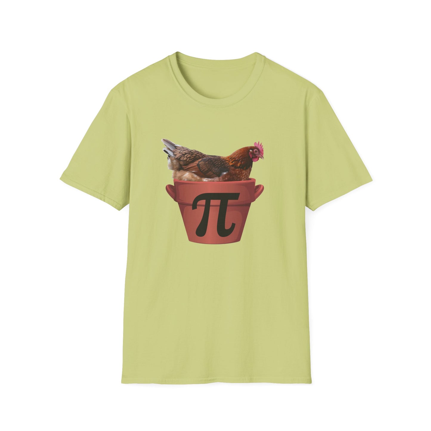 Funny Chicken Pi Unisex Softstyle T-Shirt - Quirky Math Humor Tee