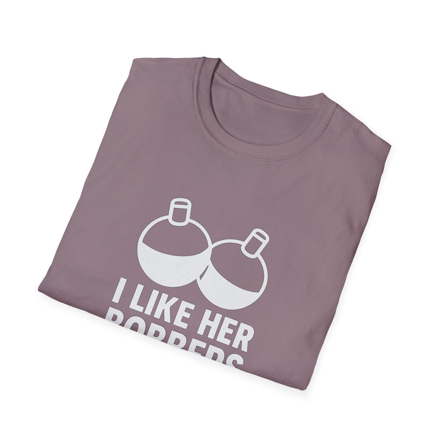 I Like Her Bobbers Unisex Softstyle T-Shirt - Fun Casual Wear for Fishing Enthusiasts