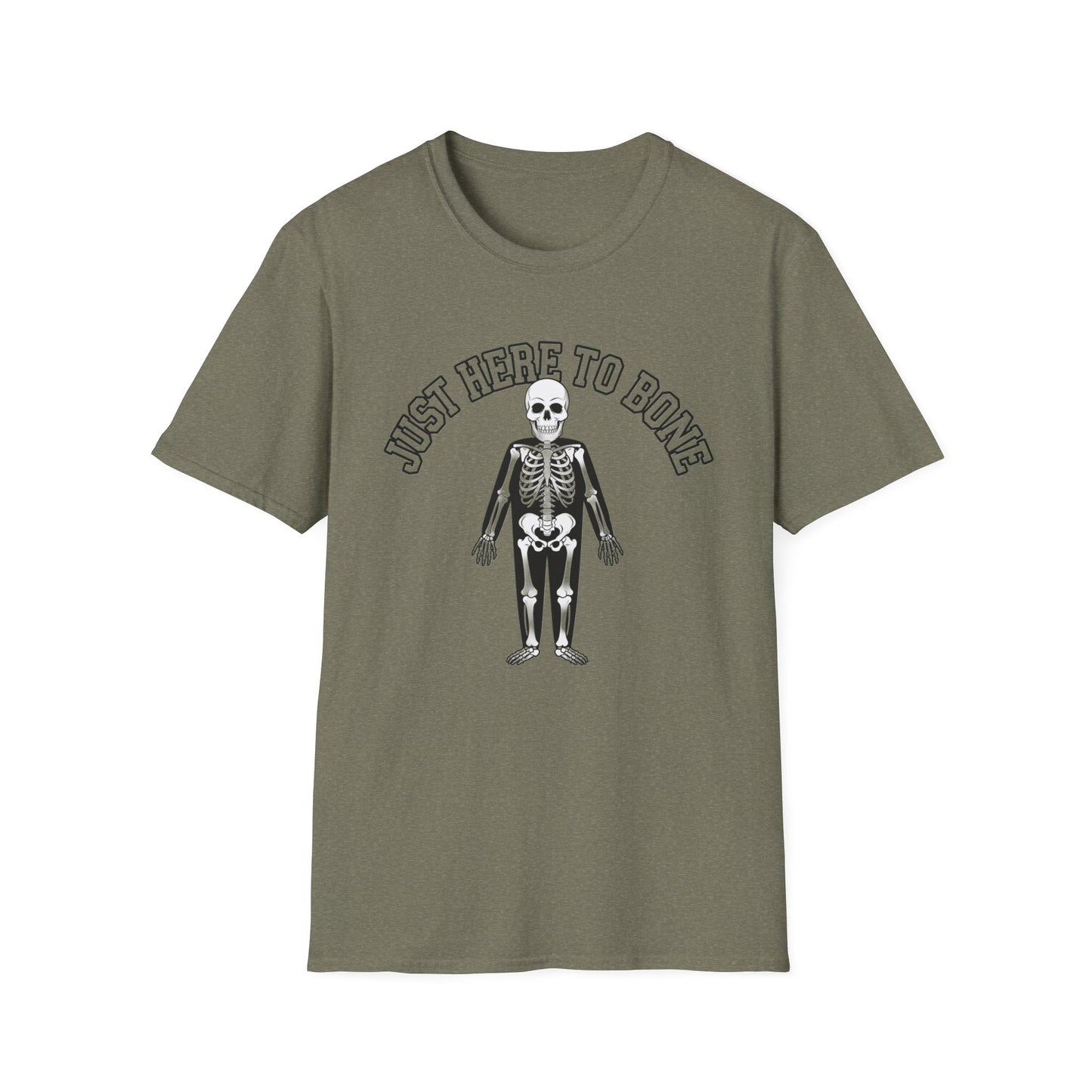 Just Here to Bone T-Shirt | Unisex Skeleton Tee, Halloween Shirt, Funny Graphic Tee, Casual Wear, Gift for Friends