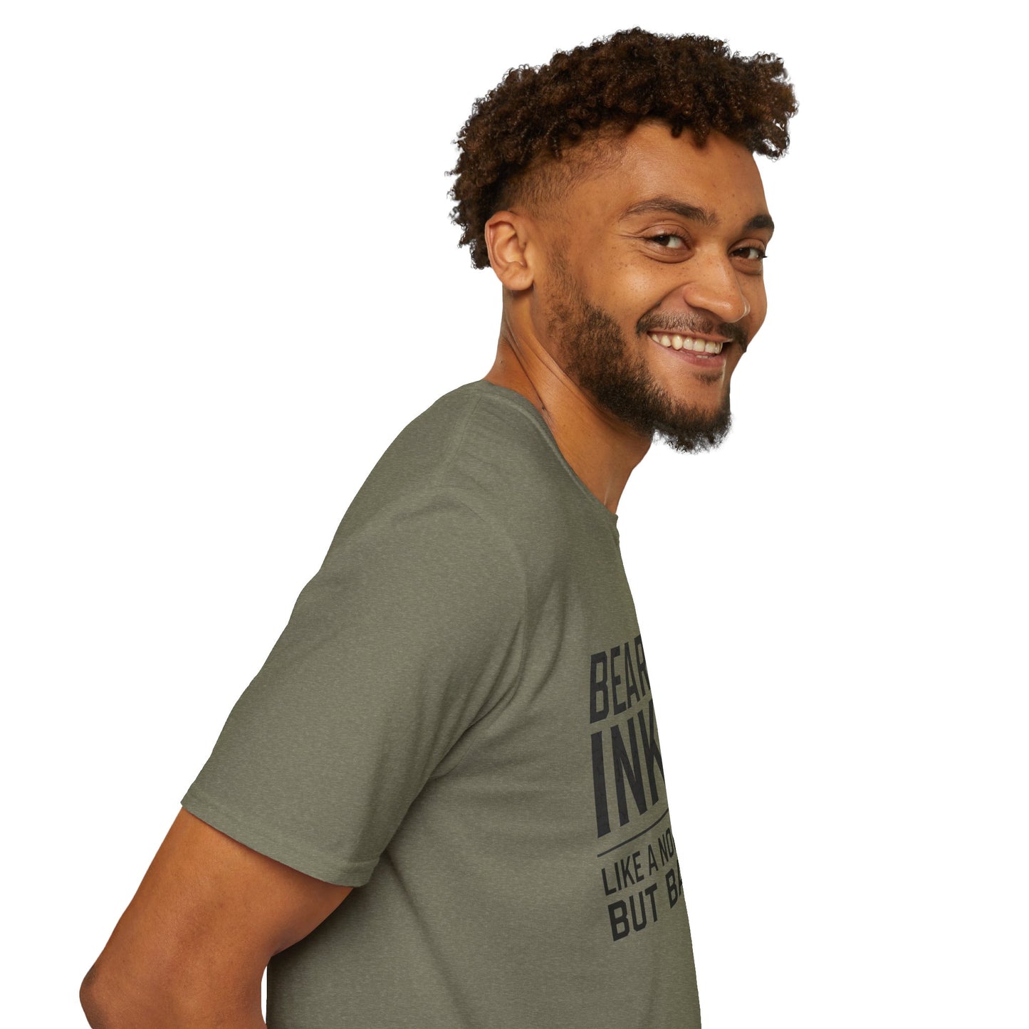 Bearded Dad T-Shirt, Funny Gift for Father's Day, Unisex Softstyle Tee, Casual Wear, Inked Dad Apparel, Perfect for Dads