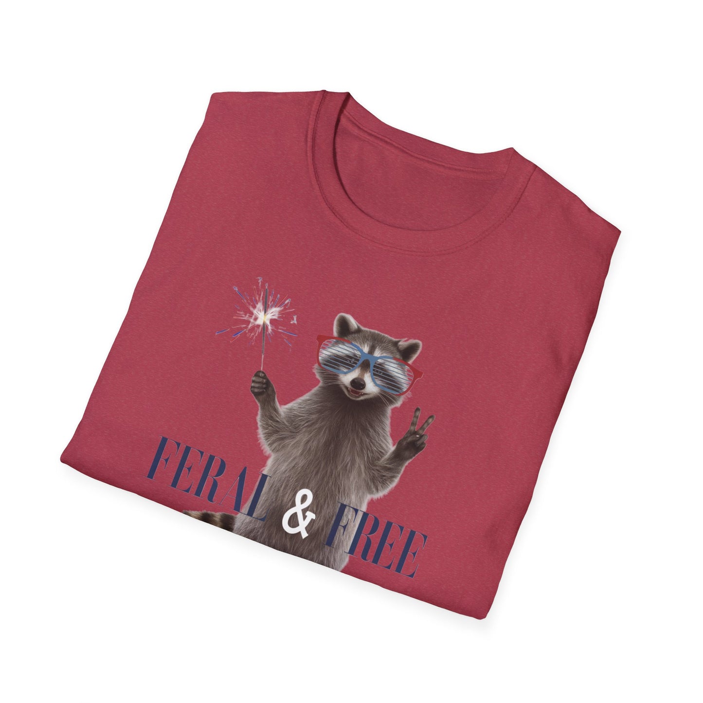Feral & Free Raccoon Unisex Softstyle T-Shirt - Fun & Quirky Graphic Tee