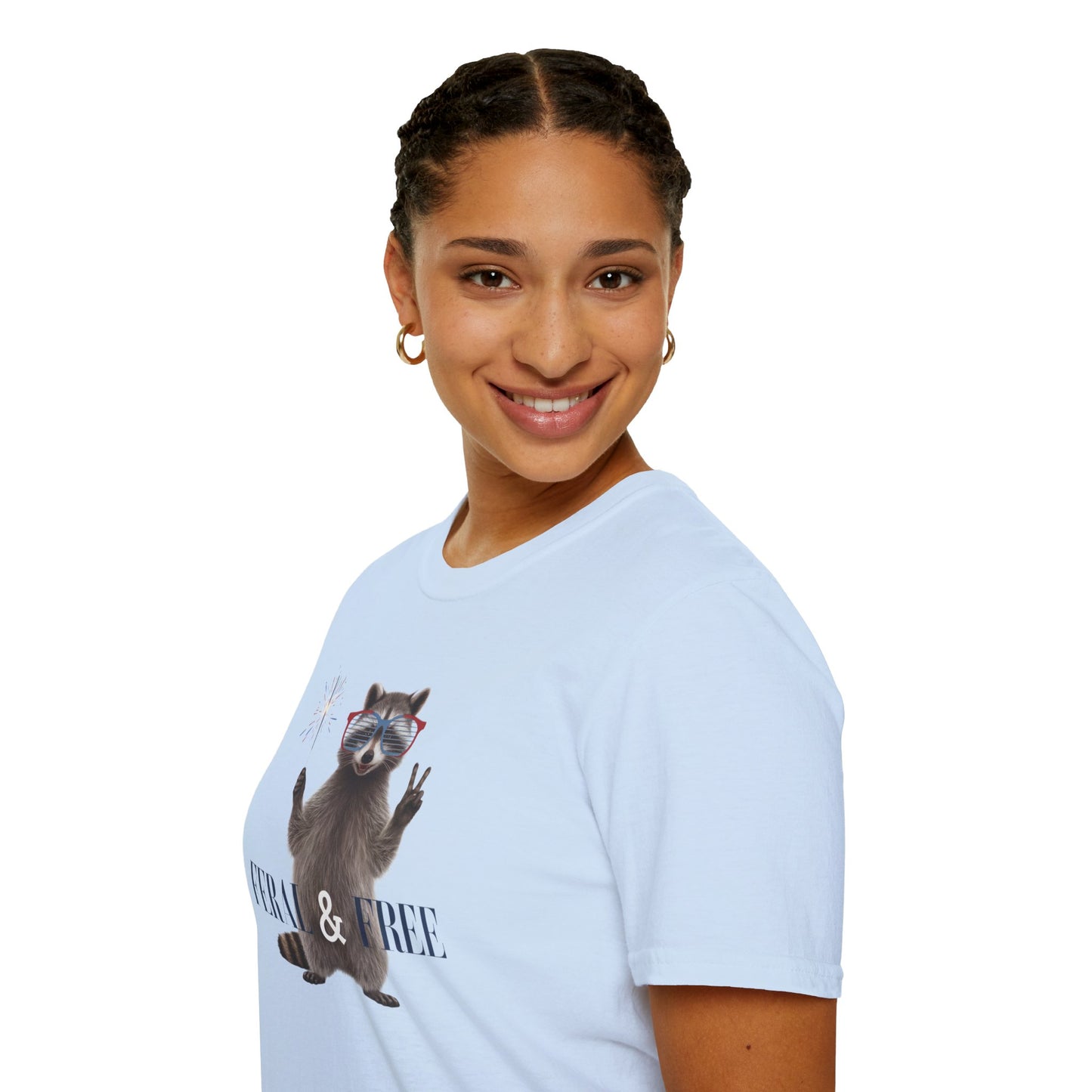 Feral & Free Raccoon Unisex Softstyle T-Shirt - Fun & Quirky Graphic Tee