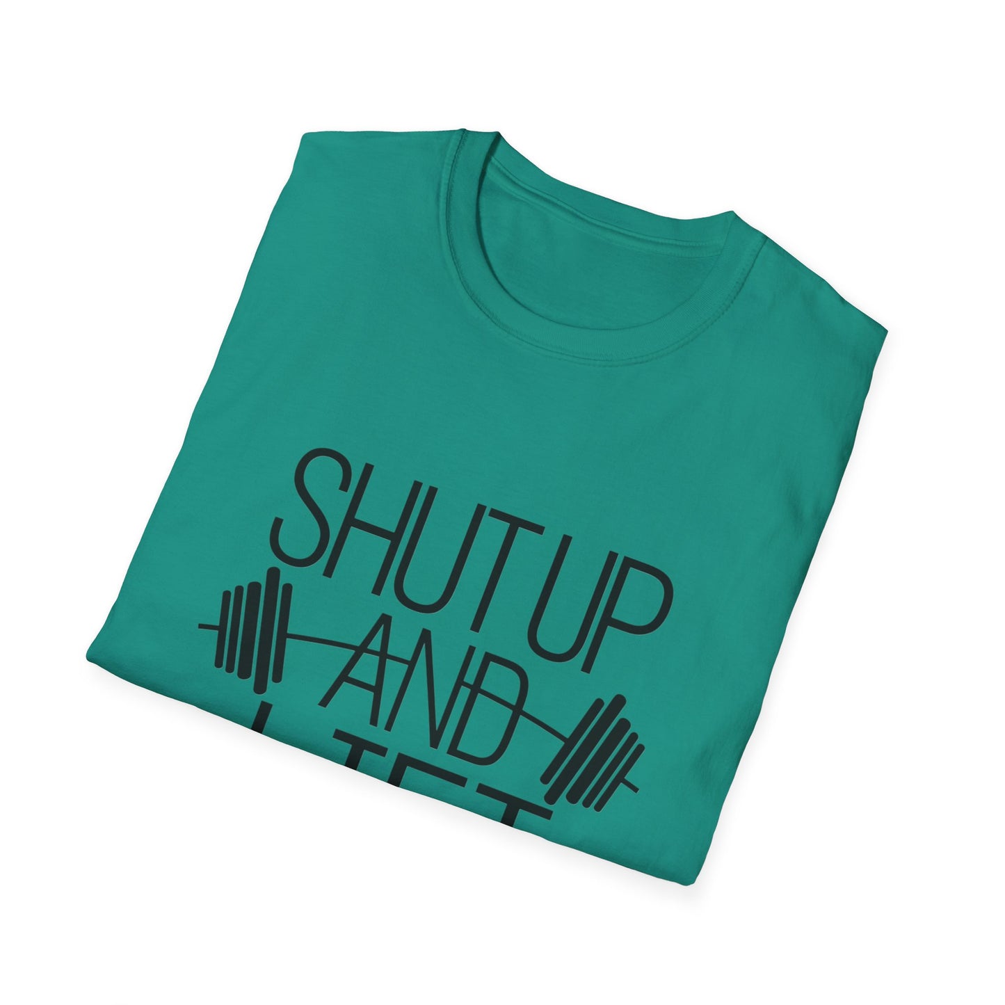 Fitness Motivation T-Shirt - "Shut Up and Lift" - Unisex Softstyle Tee for Gym Enthusiasts