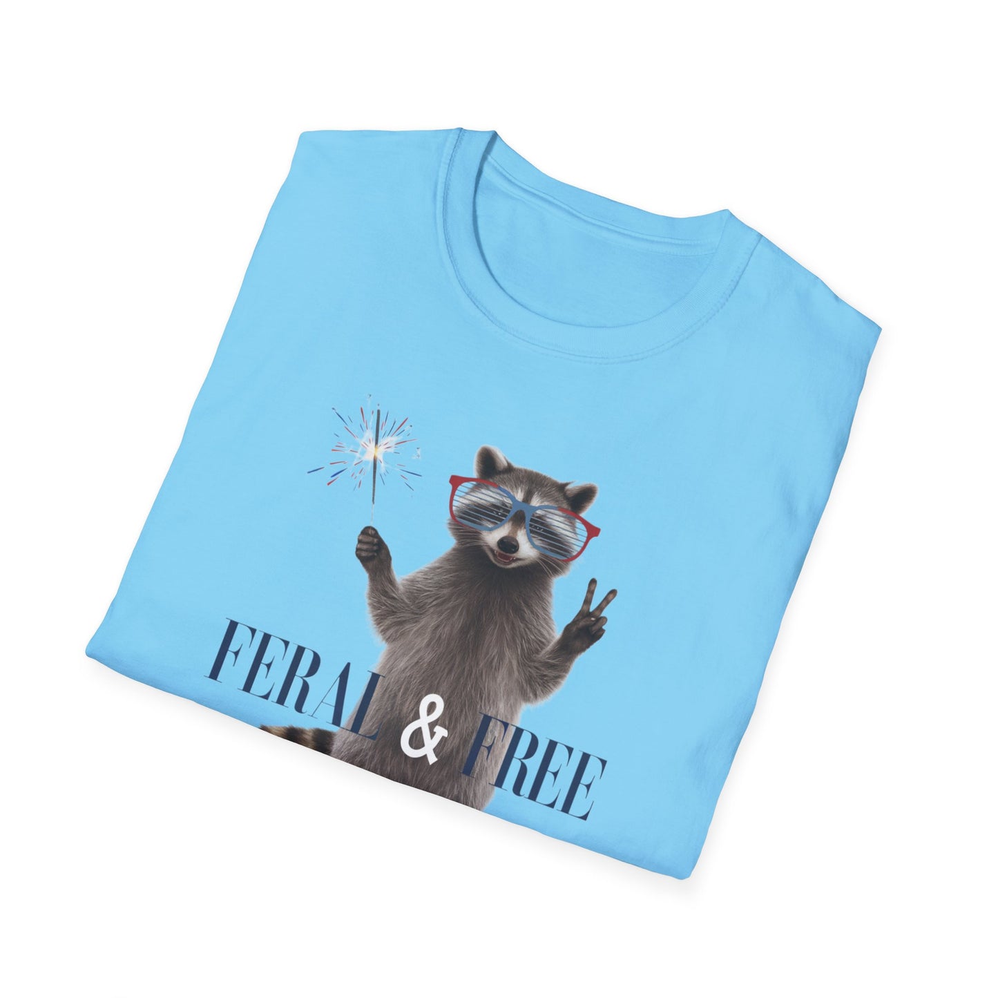 Feral & Free Raccoon Unisex Softstyle T-Shirt - Fun & Quirky Graphic Tee