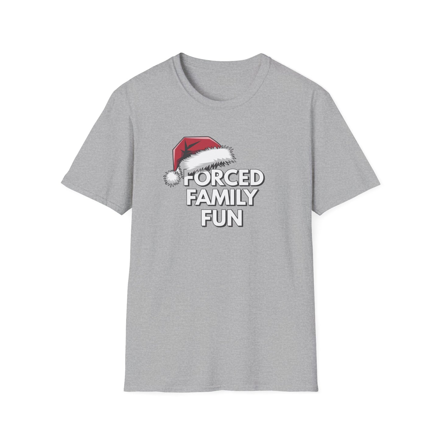 Forced Family Fun T-Shirt | Unisex Holiday Tee, Christmas Gift, Family Reunion Wear, Funny Christmas Shirt, Softstyle Tee