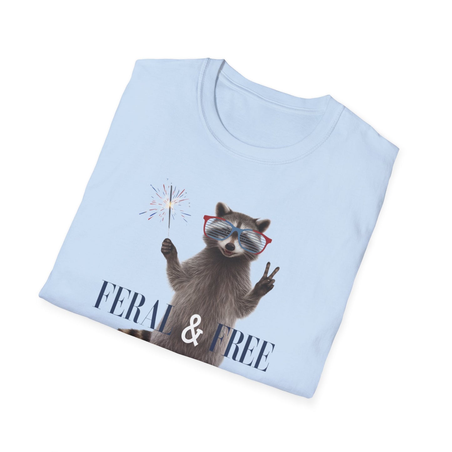 Feral & Free Raccoon Unisex Softstyle T-Shirt - Fun & Quirky Graphic Tee