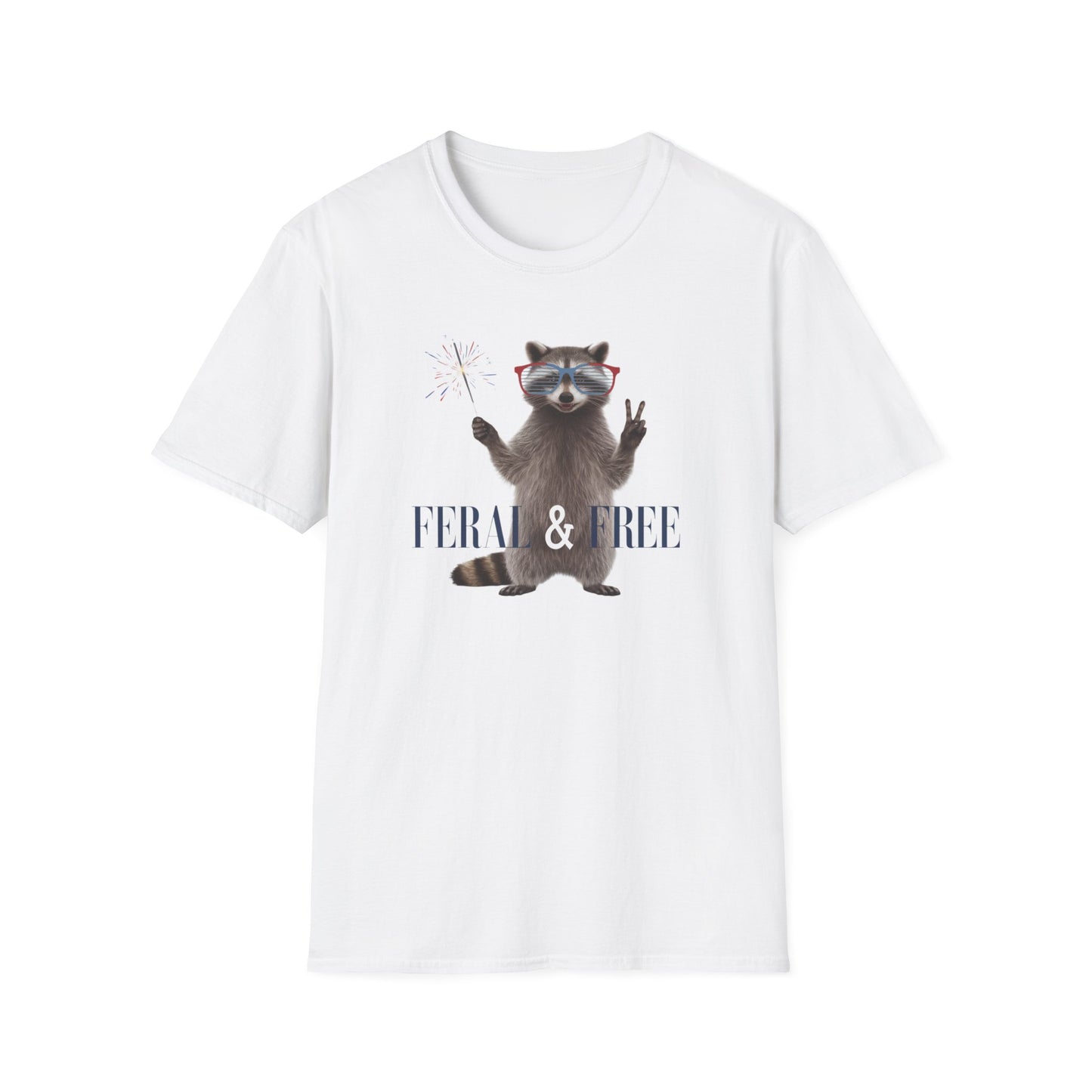 Feral & Free Raccoon Unisex Softstyle T-Shirt - Fun & Quirky Graphic Tee