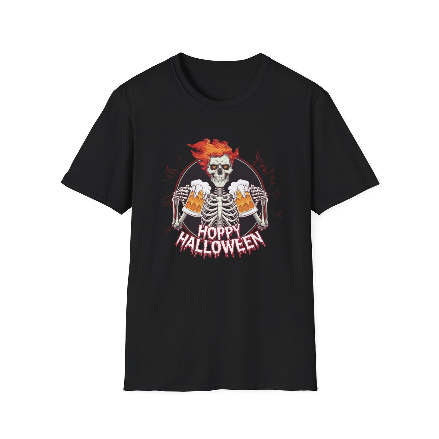 Halloween Skeleton T-Shirt, Unisex Softstyle Tee, Spooky Party Shirt, Halloween Costume Top, Gift for Halloween Lovers