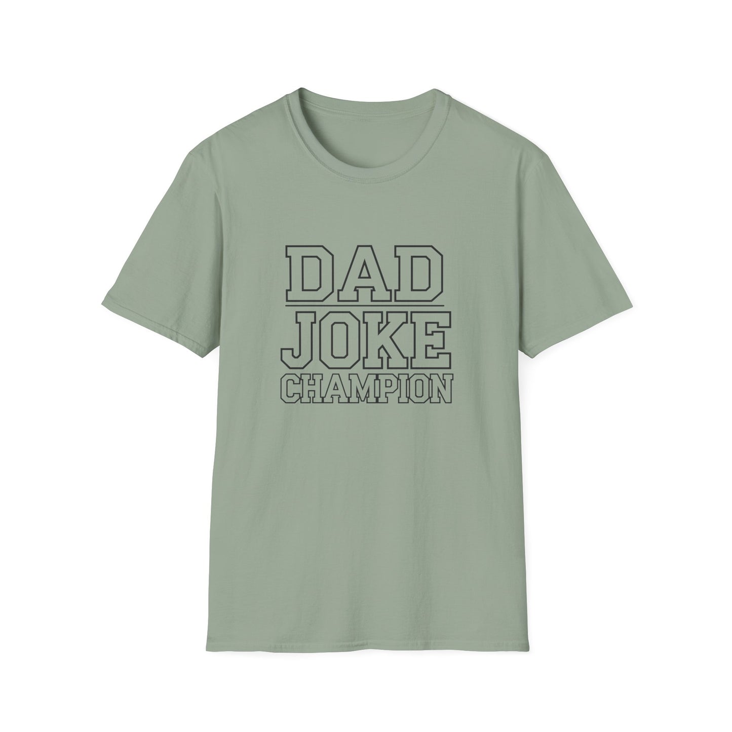 Dad Joke Champion Unisex Softstyle T-Shirt - Perfect Gift for Fathers' Day, Family Gatherings and Fun Occasions