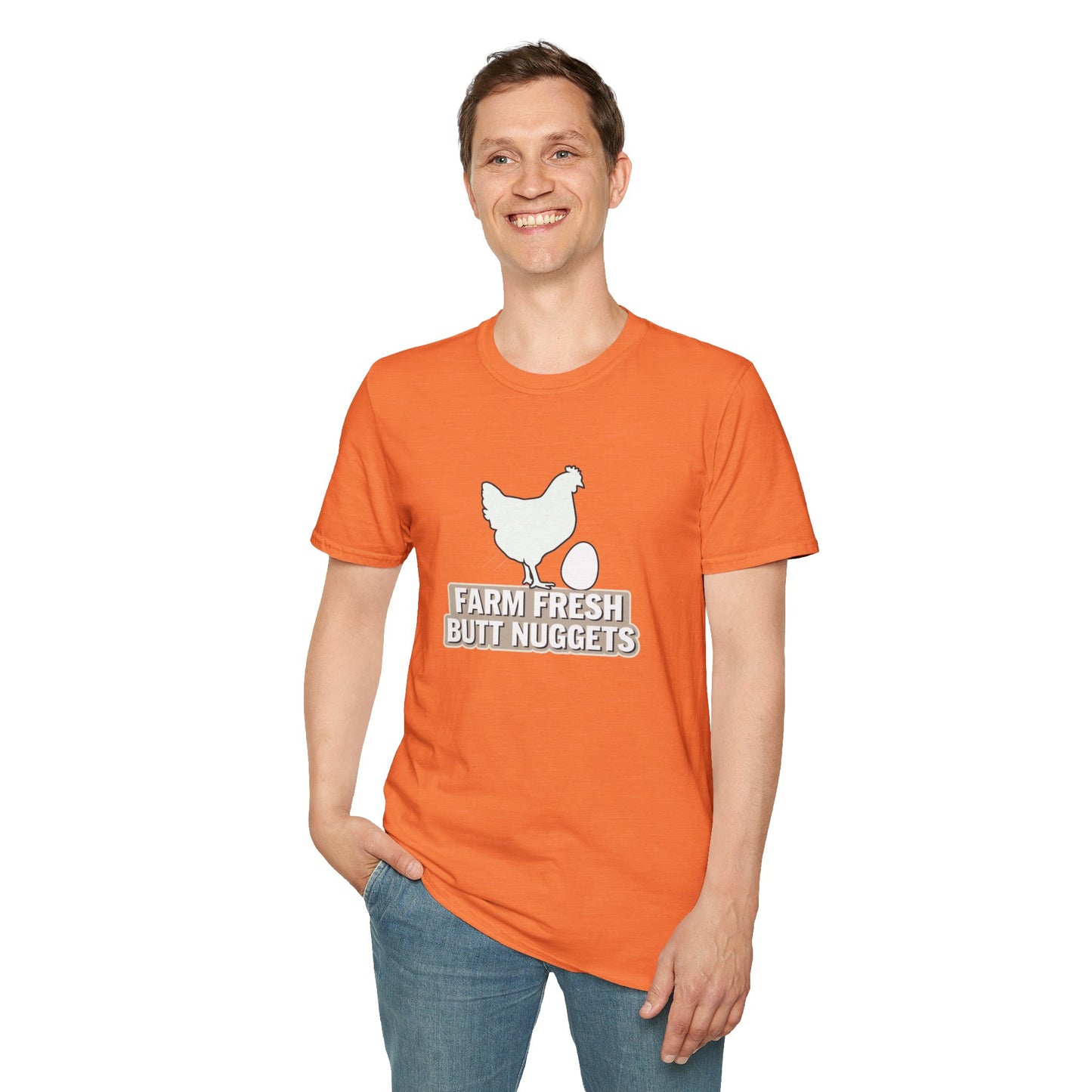 Farm Fresh Butt Nuggets Unisex T-Shirt - Fun Chicken Graphic Tee