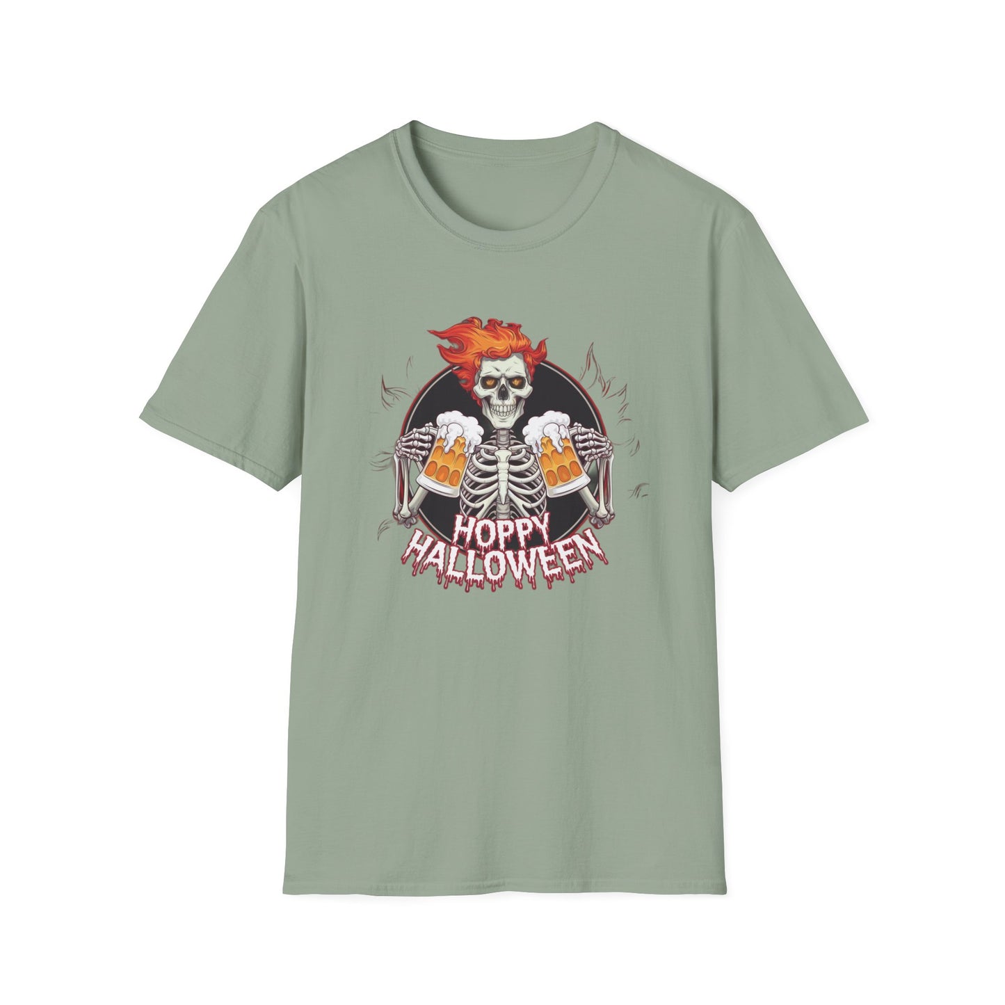 Halloween Skeleton T-Shirt, Unisex Softstyle Tee, Spooky Party Shirt, Halloween Costume Top, Gift for Halloween Lovers
