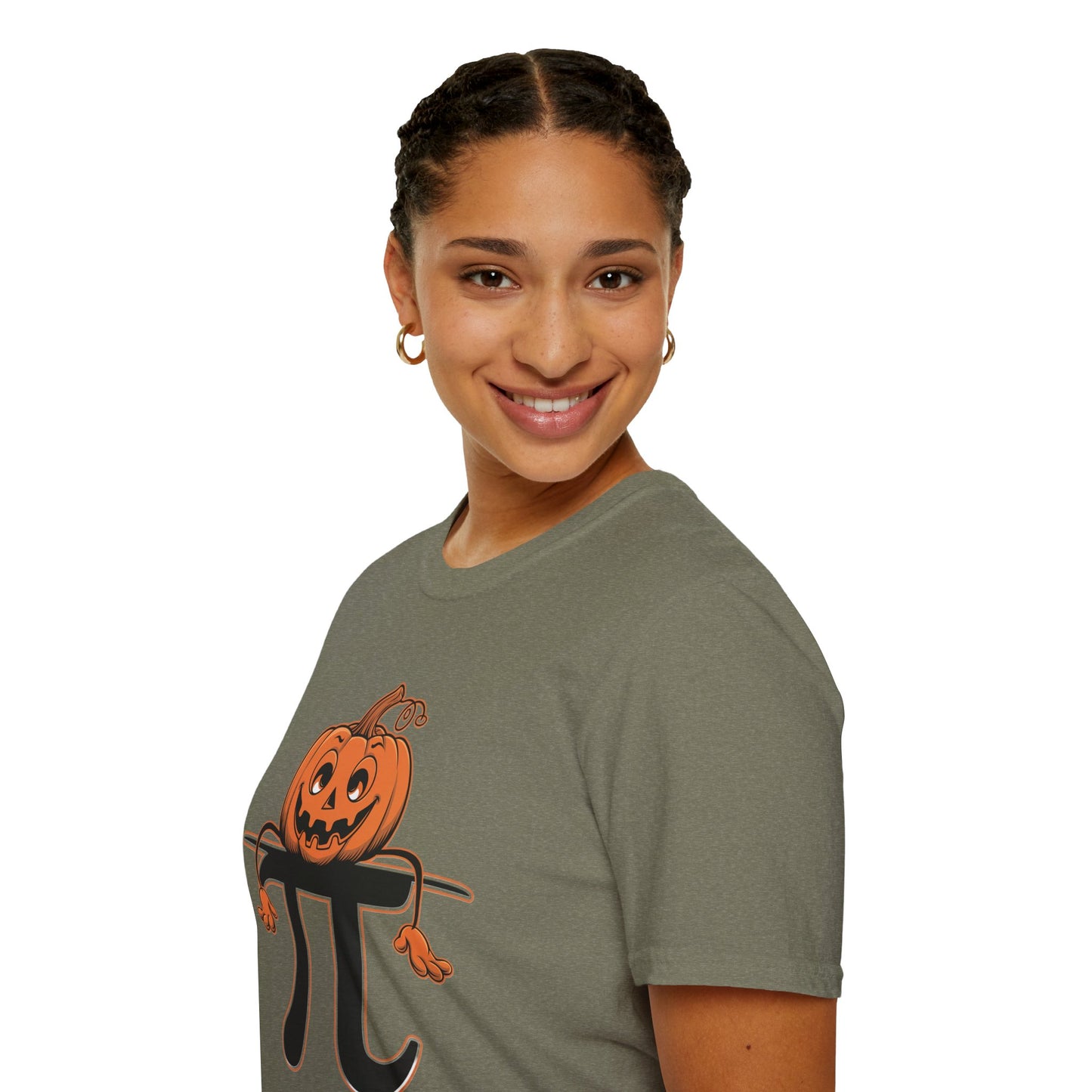 Funny Pumpkin Pi Unisex Softstyle T-Shirt - Halloween Tee, Math Lover Shirt, Fall Apparel, Seasonal Gift, Casual Outfit