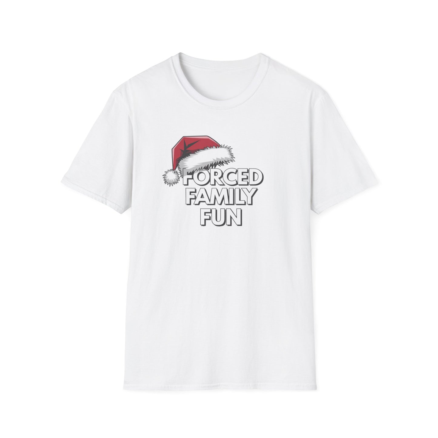 Forced Family Fun T-Shirt | Unisex Holiday Tee, Christmas Gift, Family Reunion Wear, Funny Christmas Shirt, Softstyle Tee
