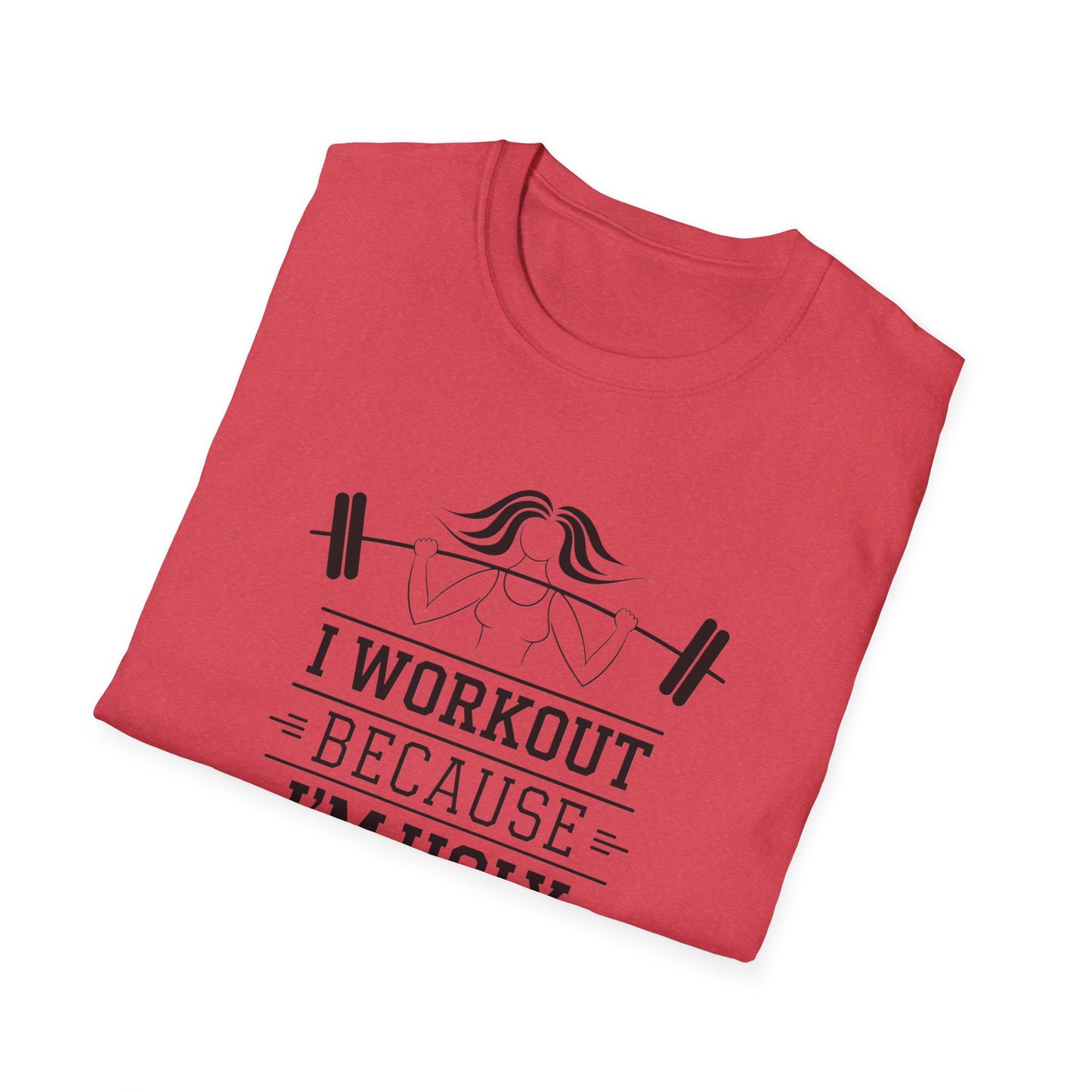 Funny Workout T-Shirt - 'I Workout Because I'm Ugly' - Unisex Softstyle Tee