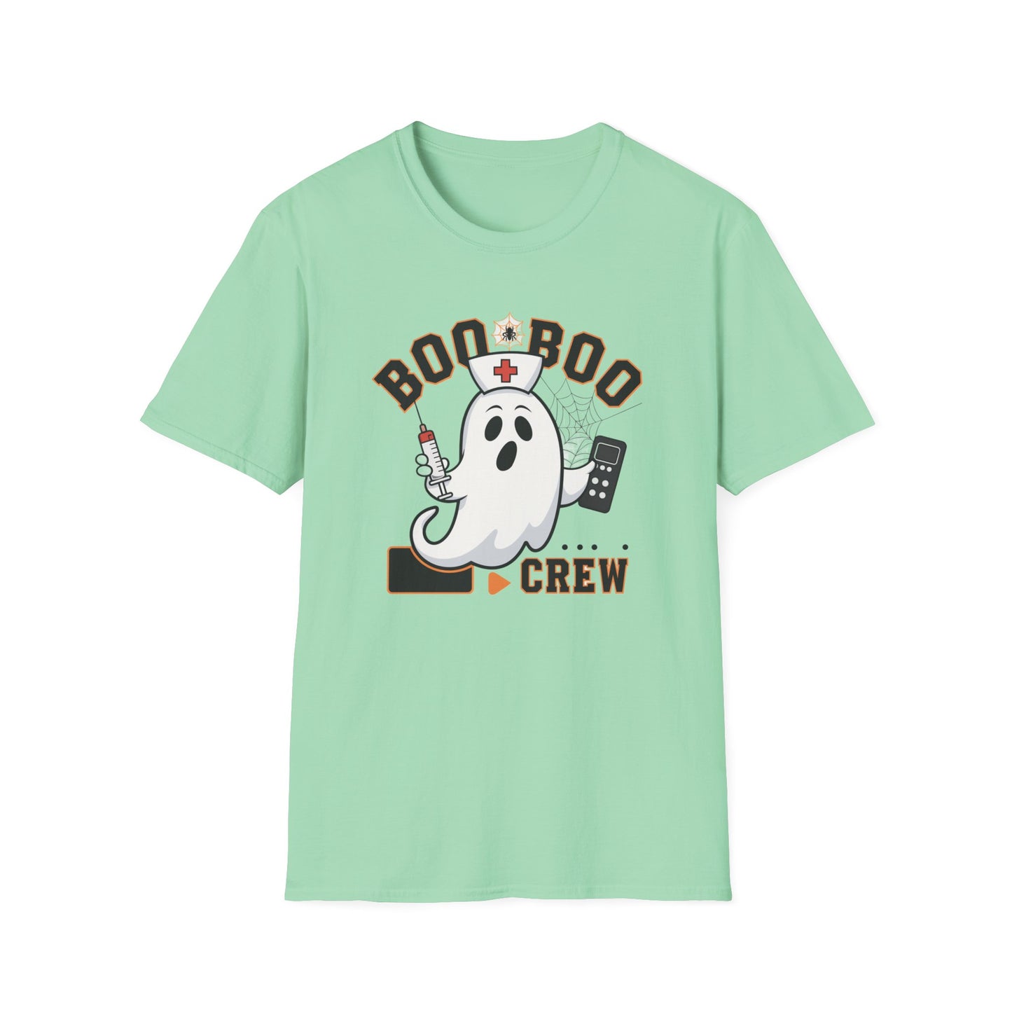 Boo Boo Crew T-Shirt, Softstyle Tee for Halloween, Ghost Nurse Shirt, Fun Family Costume Top, Spooky Comedy Dress-Up