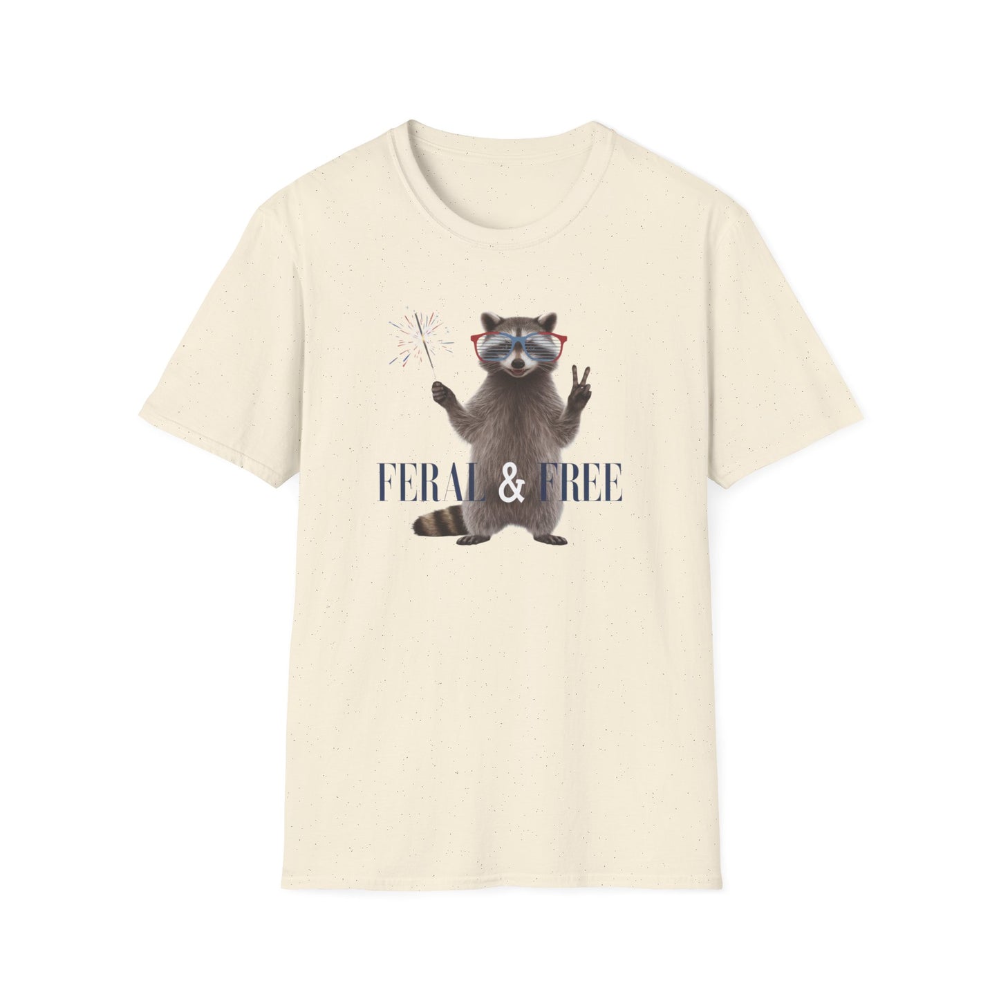 Feral & Free Raccoon Unisex Softstyle T-Shirt - Fun & Quirky Graphic Tee